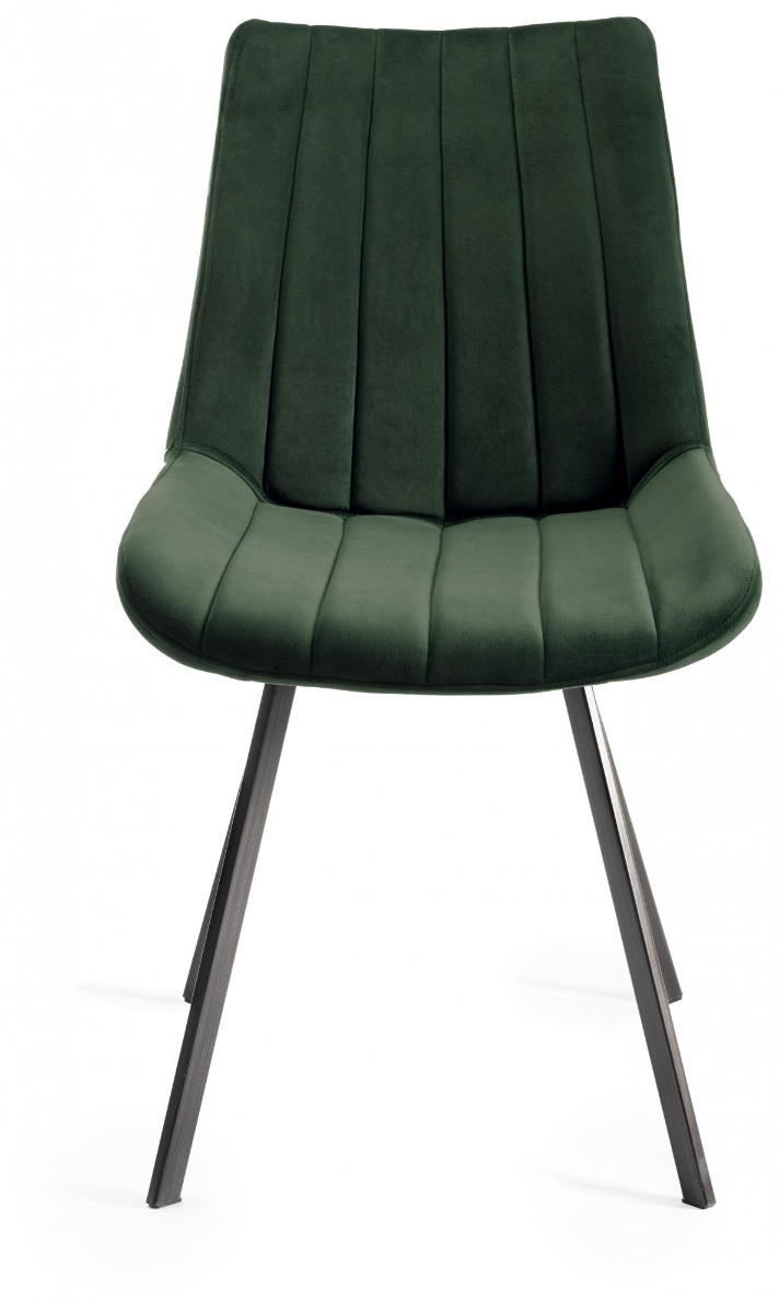 Fontana - Green Velvet Fabric Chairs with Grey Hand Brushing on Black Powder Coated Legs (Pair) from Style Our Home