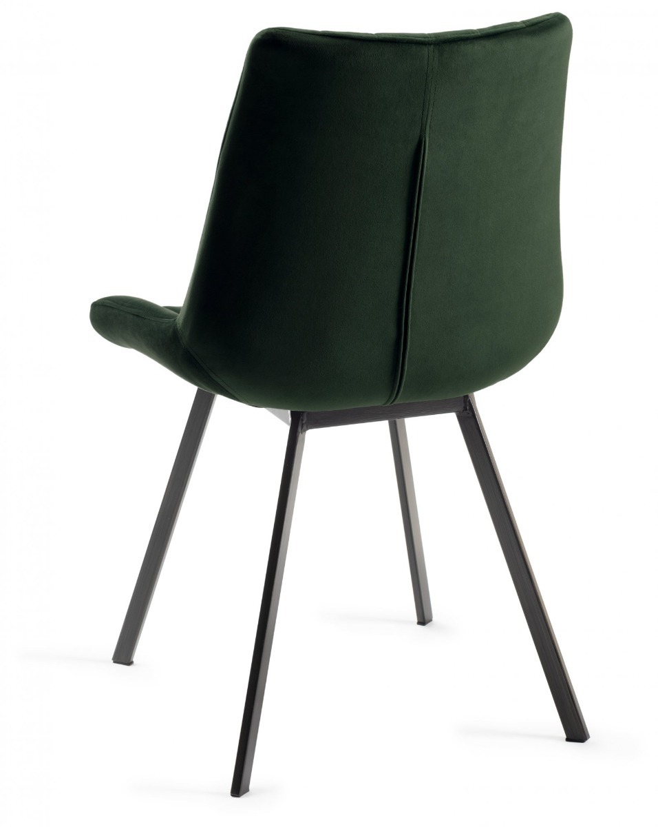 Fontana - Green Velvet Fabric Chairs with Grey Hand Brushing on Black Powder Coated Legs (Pair) from Style Our Home