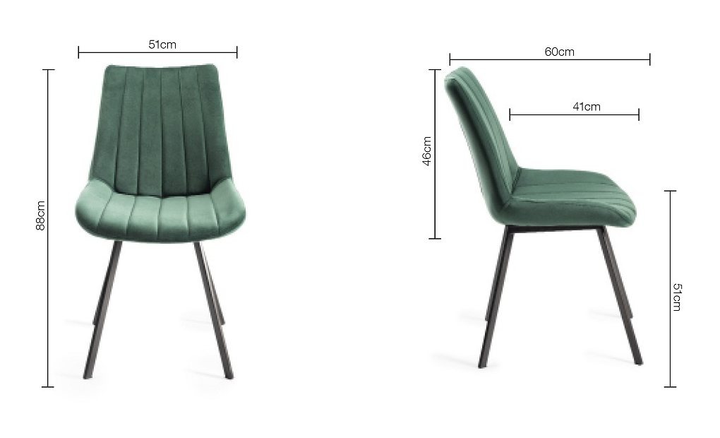 Fontana - Green Velvet Fabric Chairs with Grey Hand Brushing on Black Powder Coated Legs (Pair) from Style Our Home