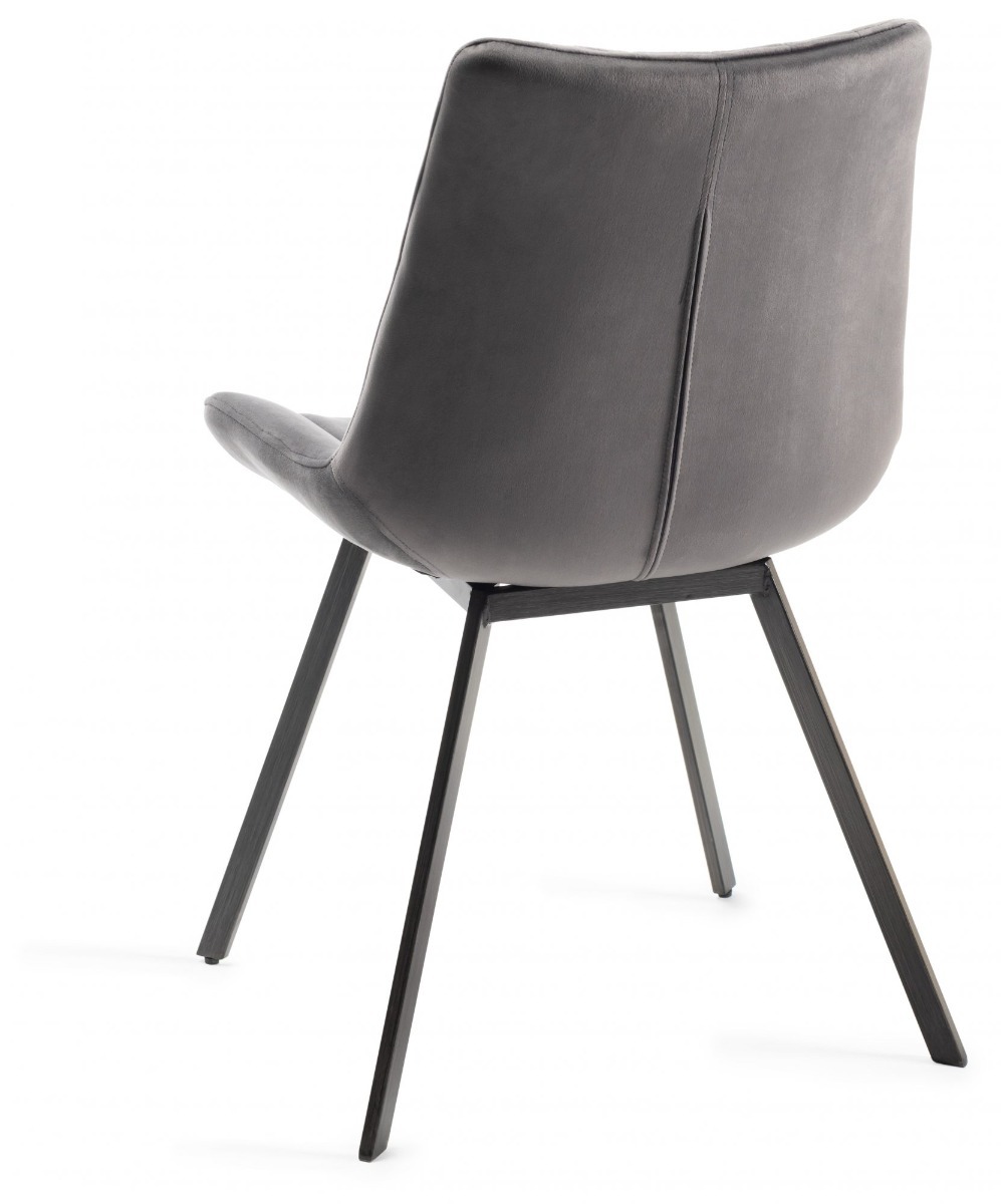 Fontana - Grey Velvet Fabric Chairs with Grey Hand Brushing on Black Powder Coated Legs (Pair) from Style Our Home