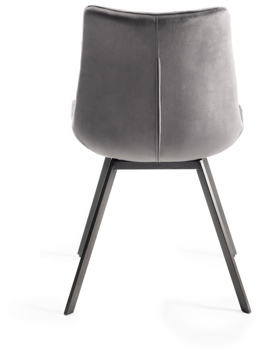 Fontana - Grey Velvet Fabric Chairs with Grey Hand Brushing on Black Powder Coated Legs (Pair) from Style Our Home