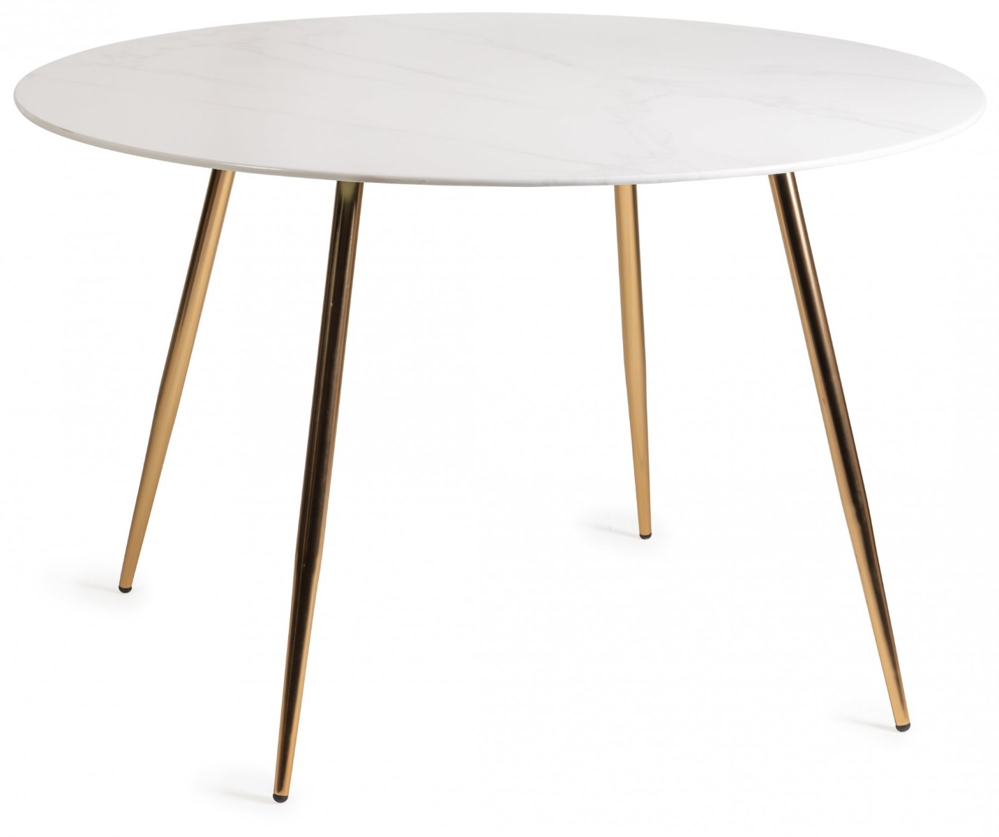 Francesca White Marble Effect Tempered Glass 4 seater Dining Table with Matt Gold Plated Legs - Style Our Home