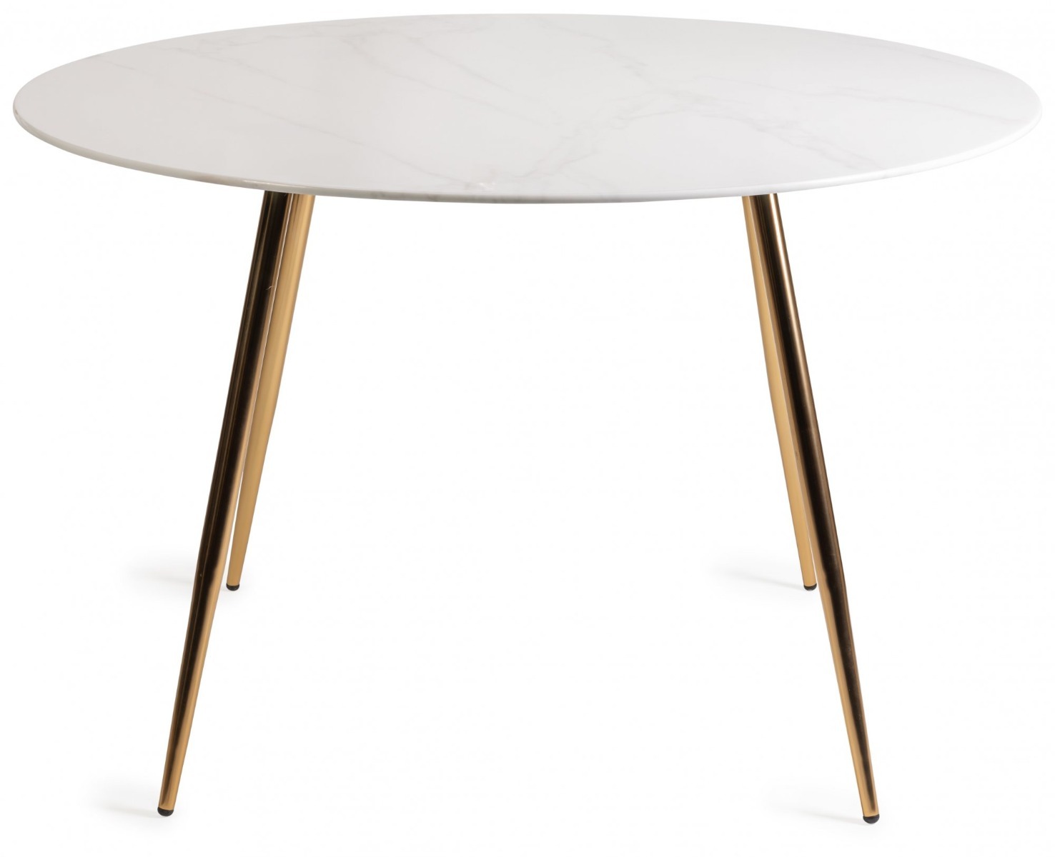 Francesca White Marble Effect Tempered Glass 4 seater Dining Table with Matt Gold Plated Legs - Style Our Home