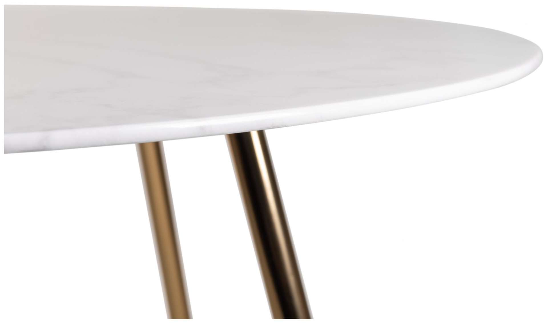 Francesca White Marble Effect Tempered Glass 4 seater Dining Table with Matt Gold Plated Legs - Style Our Home