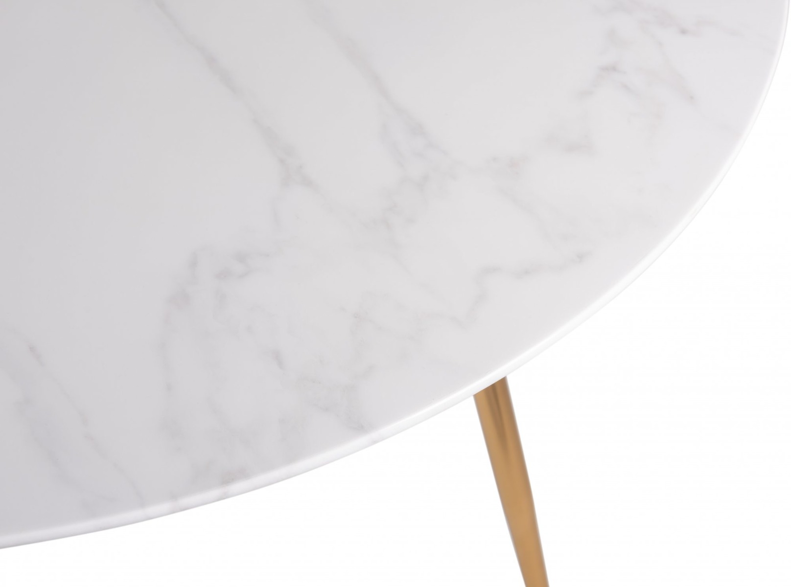 Francesca White Marble Effect Tempered Glass 4 seater Dining Table with Matt Gold Plated Legs - Style Our Home