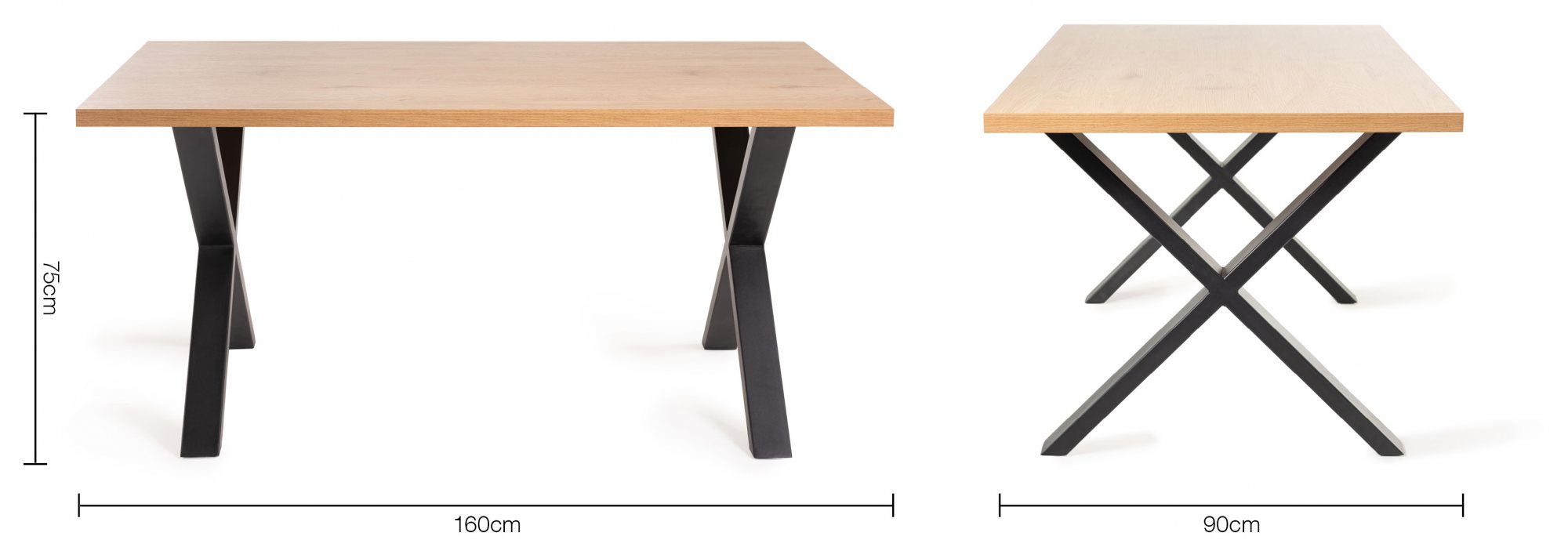 Ramsay Oak Melamine 6 Seater Table - X Leg & 4 Dali Grey Velvet Chairs by Bentley Designs | Style Our Home