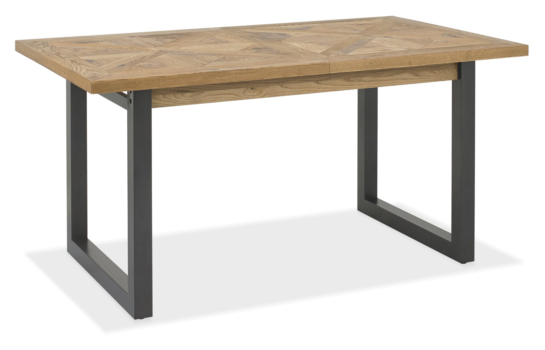 Indus Rustic Oak 4-6 Seater Table & 4 Cezanne Dark Grey Faux Leather Chairs - Black Legs by Bentley Designs | Style Our Home