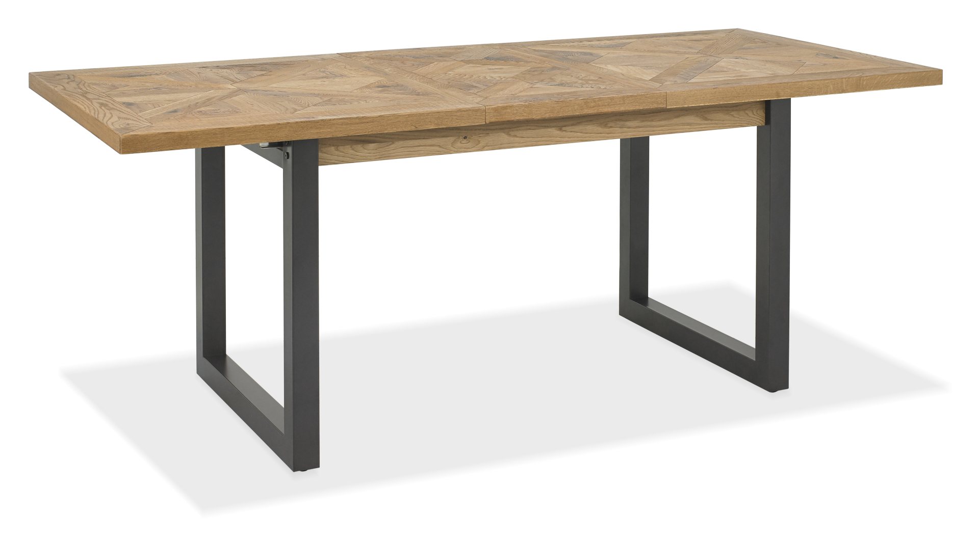 Indus Rustic Oak 4-6 Seater Table & 4 Cezanne Dark Grey Faux Leather Chairs - Black Legs by Bentley Designs | Style Our Home