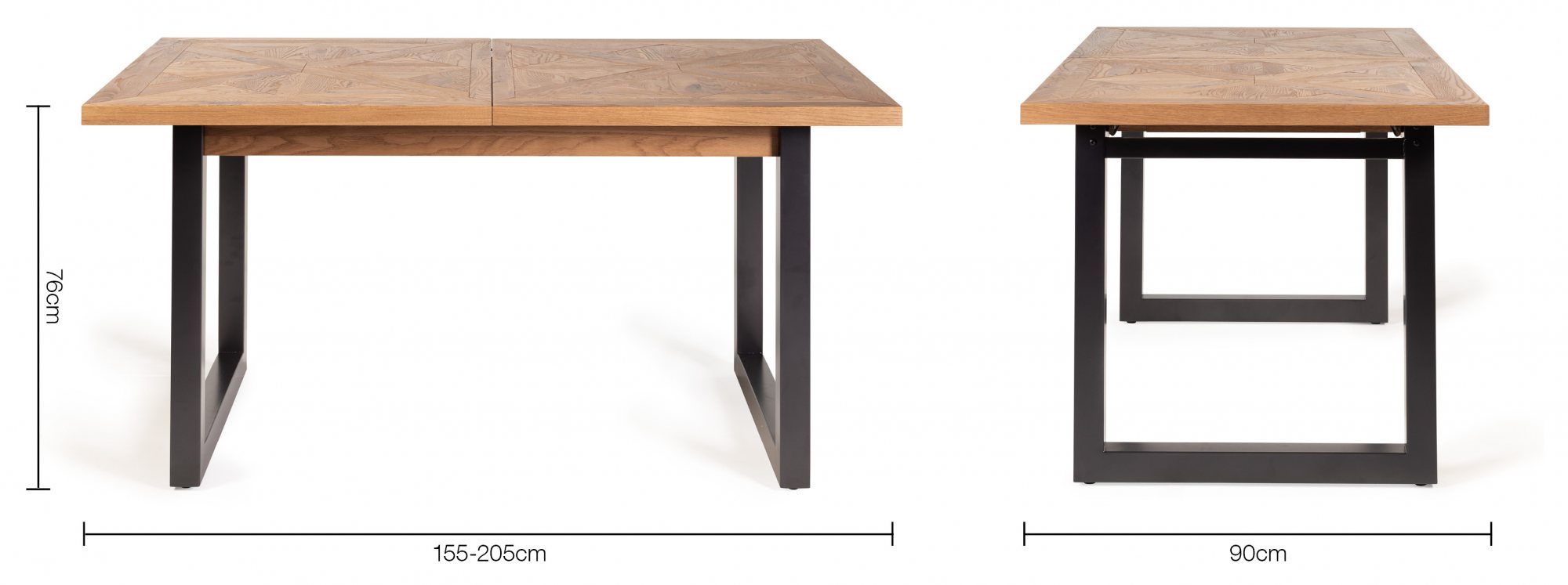 Indus Rustic Oak 4-6 Seater Table & 4 Cezanne Dark Grey Faux Leather Chairs - Black Legs by Bentley Designs | Style Our Home
