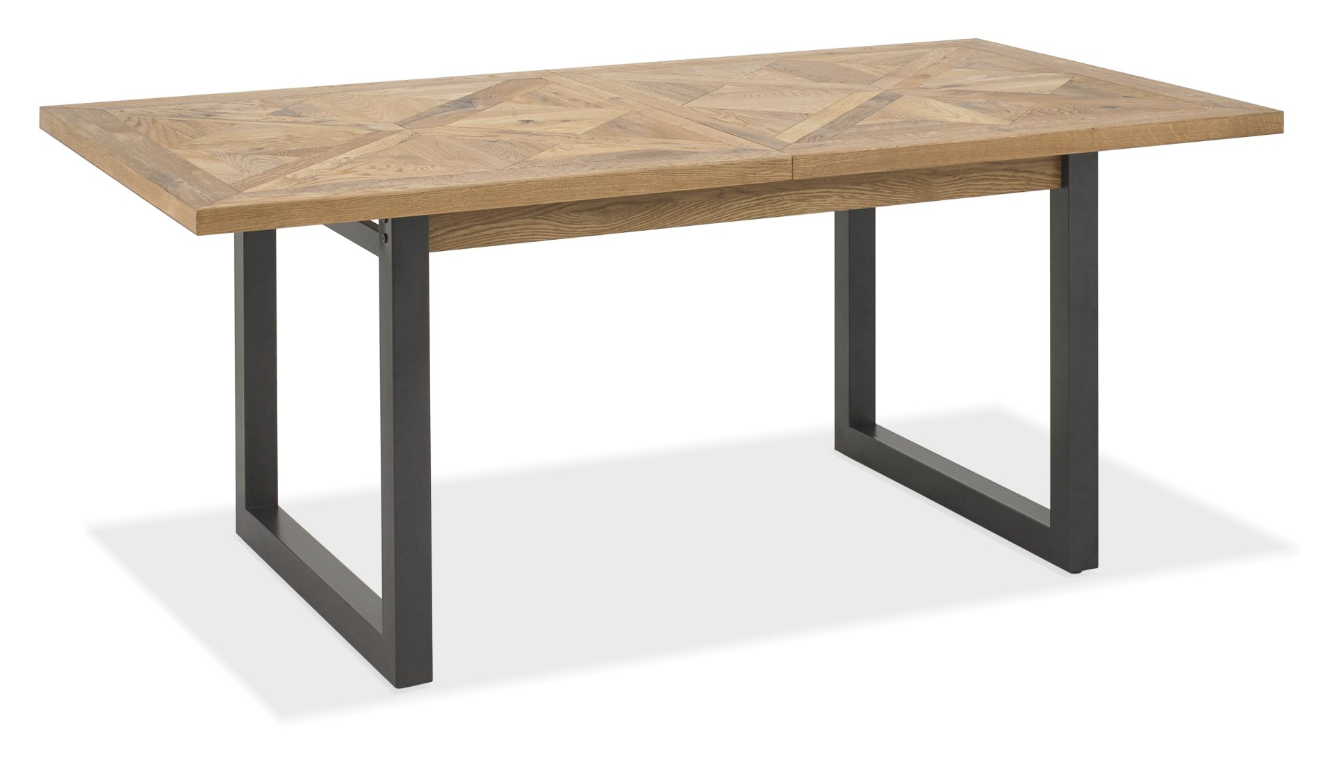 Indus Rustic Oak 6-8 Seater Table & 6 Cezanne Dark Grey Faux Leather Chairs - Black Legs by Bentley Designs | Style Our Home