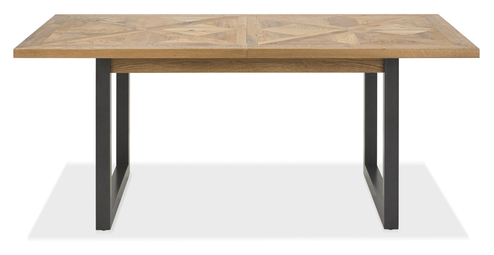 Indus Rustic Oak 6-8 Seater Table & 6 Cezanne Dark Grey Faux Leather Chairs - Black Legs by Bentley Designs | Style Our Home