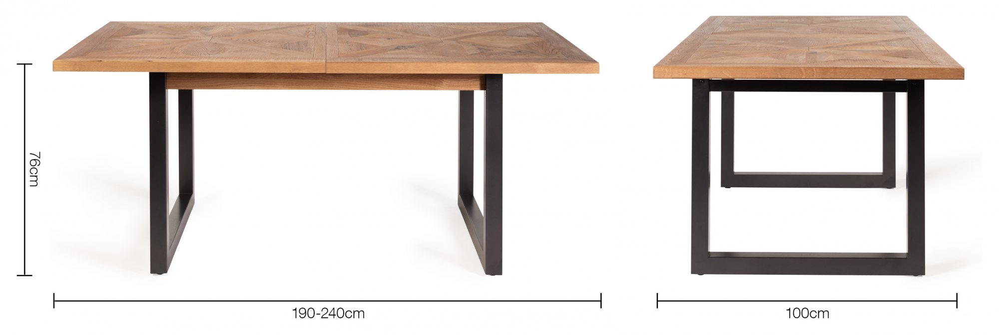 Indus Rustic Oak 6-8 Seater Table & 6 Cezanne Dark Grey Faux Leather Chairs - Black Legs by Bentley Designs | Style Our Home