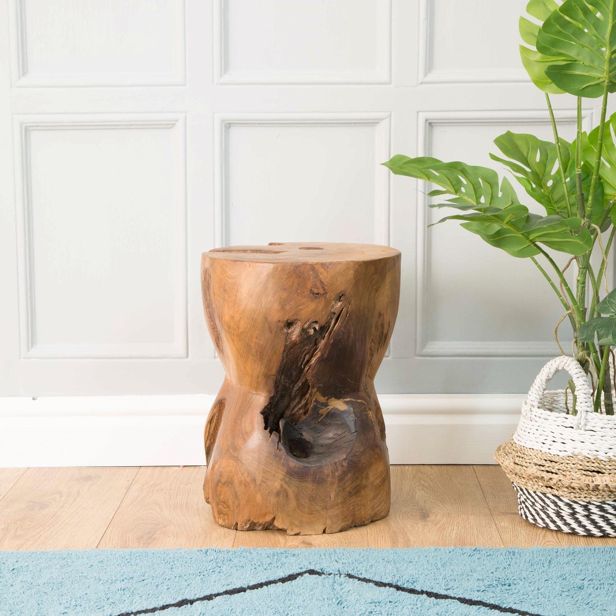 Round Bobbin Stool / Side Table Natural wax by Monologue | Style Our Home