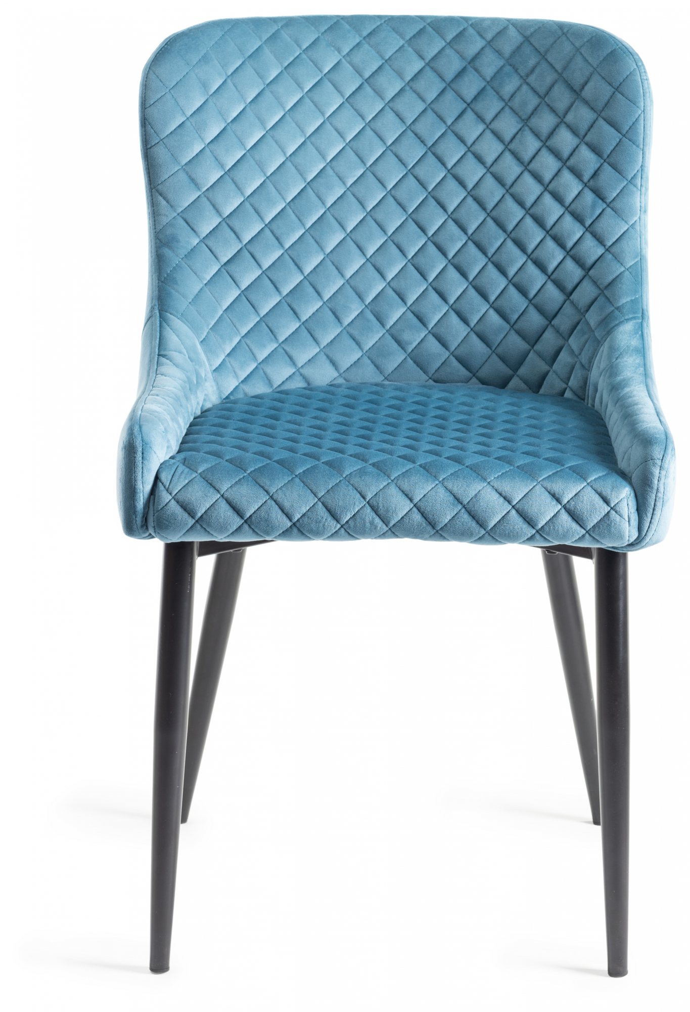 Turin Glass 6 Seater Table - Light Oak Legs & 6 Cezanne Petrol Blue Velvet Chairs - Black Legs by Bentley Designs | Style Our Home