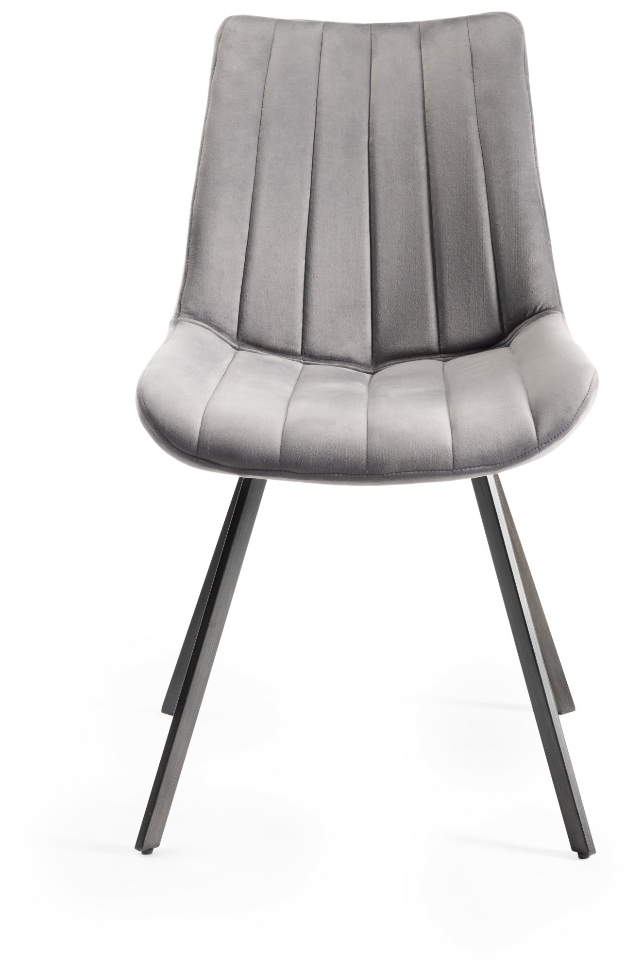 Turin Dark Oak 4-6 Seater Table & 4 Fontana Grey Velvet Chairs by Bentley Designs | Style Our Home