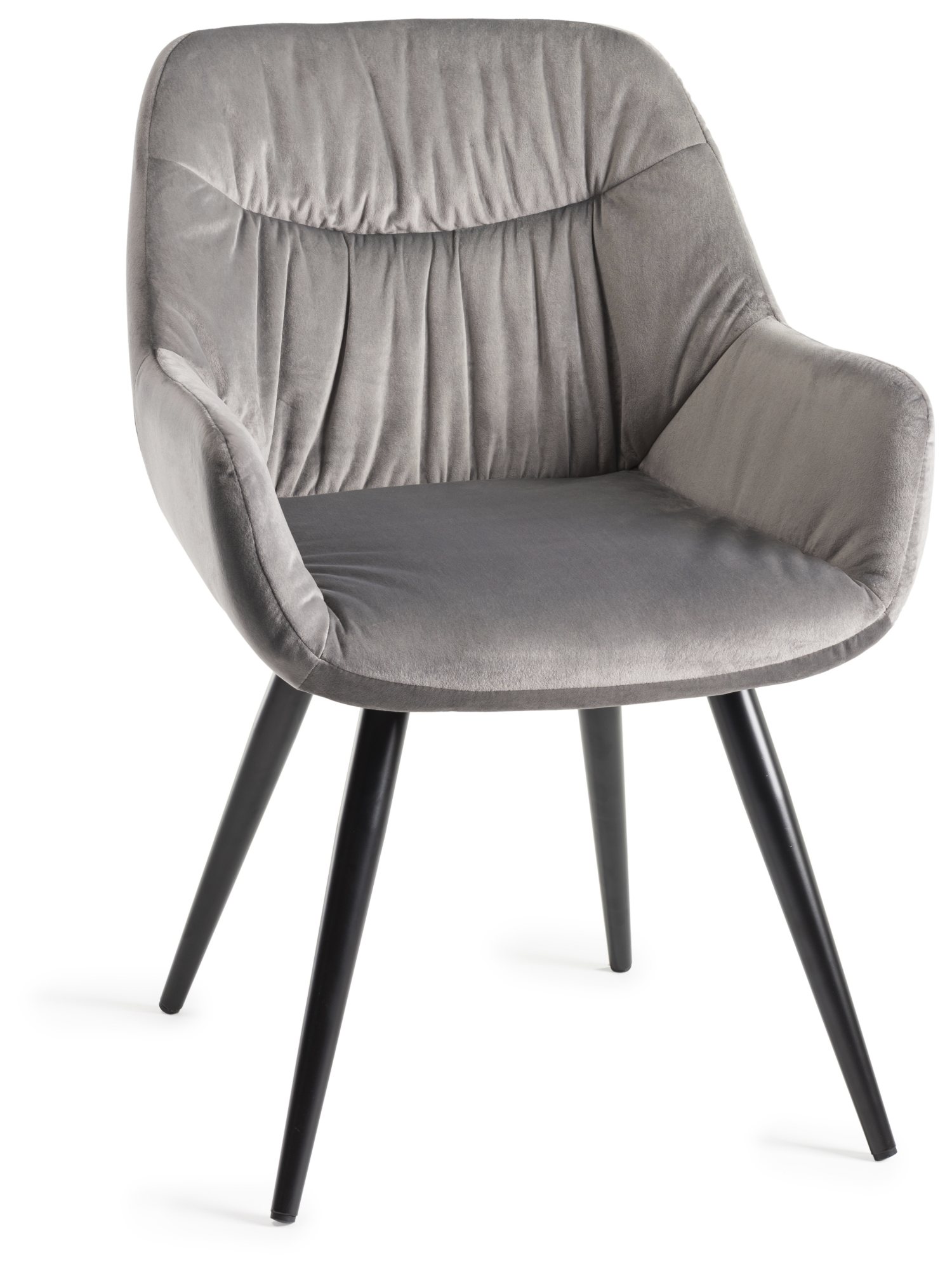 Turin Glass 4 Seater Table - Dark Oak Legs & 4 Dali Grey Velvet Chairs by Bentley Designs | Style Our Home