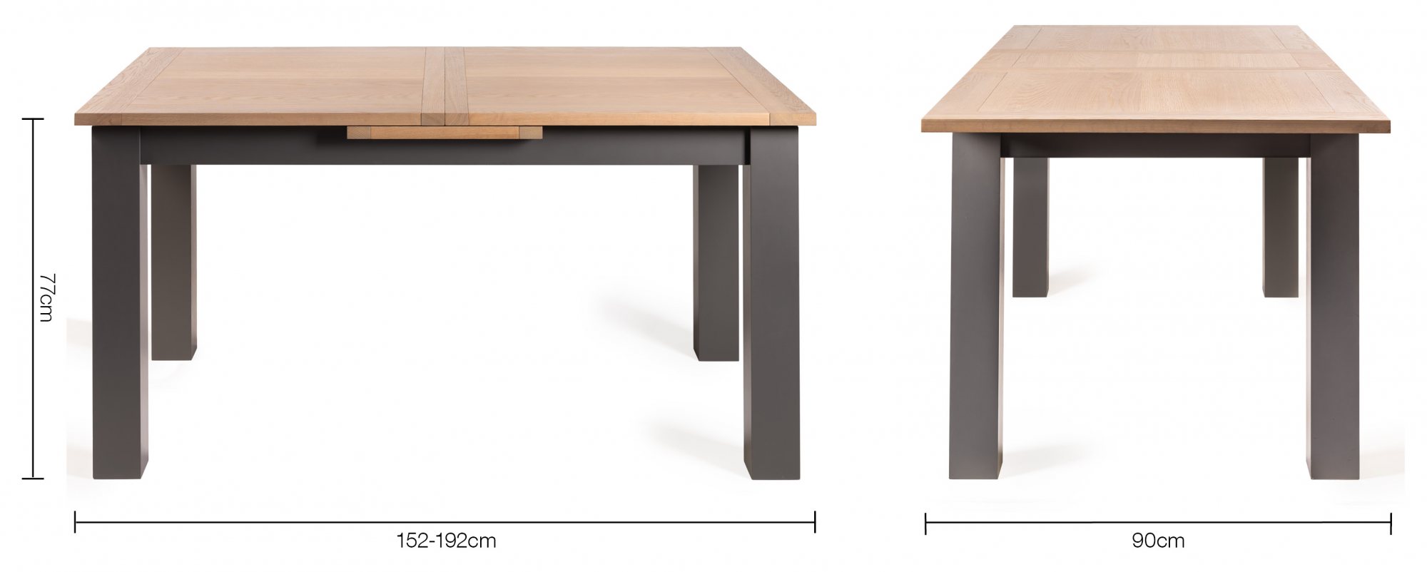 Oakham Scandi Oak 4-6 Seater Table - Dark Grey Legs & 4 Eriksen Grey Velvet Chairs by Bentley Designs | Style Our Home