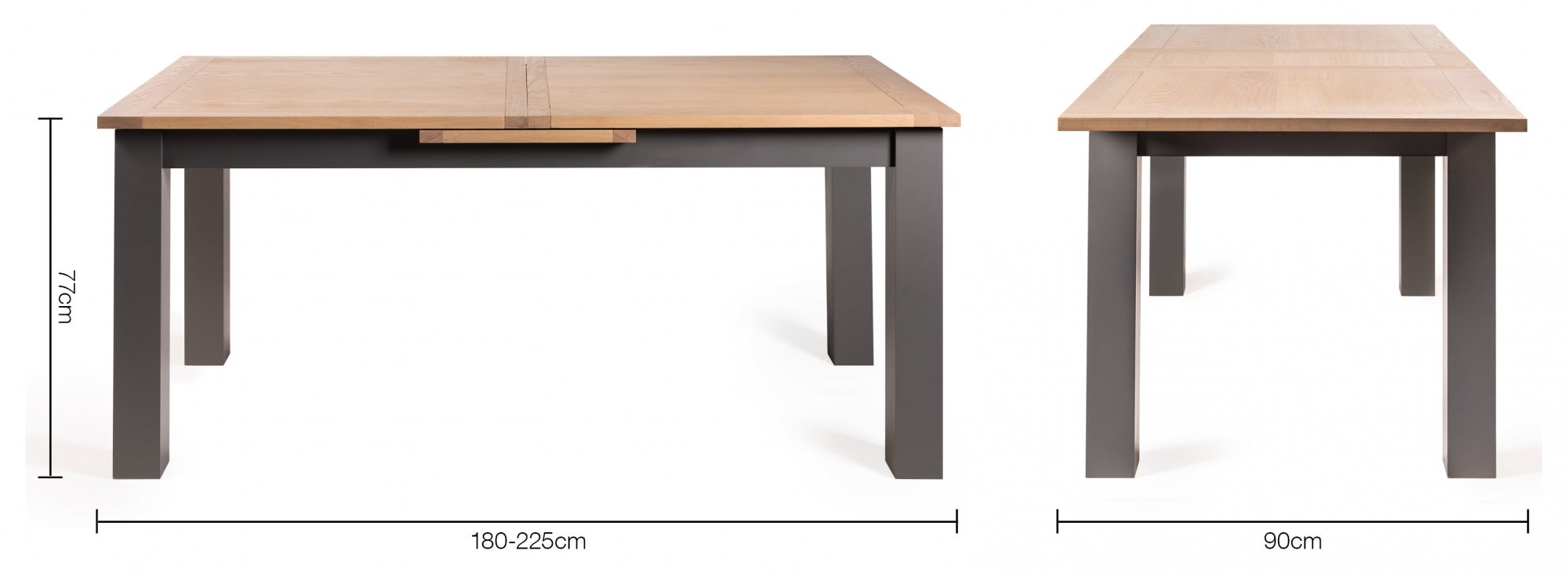 Oakham Scandi Oak 6-8 Seater Table - Dark Grey Legs & 6 Eriksen Grey Velvet Chairs by Bentley Designs | Style Our Home