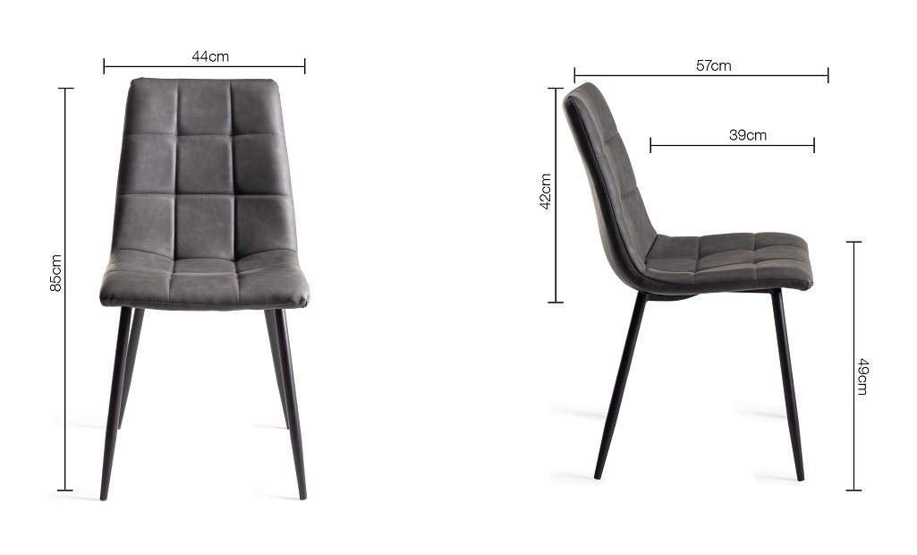Tivoli Weathered Oak 4-6 Seater Table & 4 Mondrian Dark Grey Faux Leather Chairs by Bentley Designs | Style Our Home
