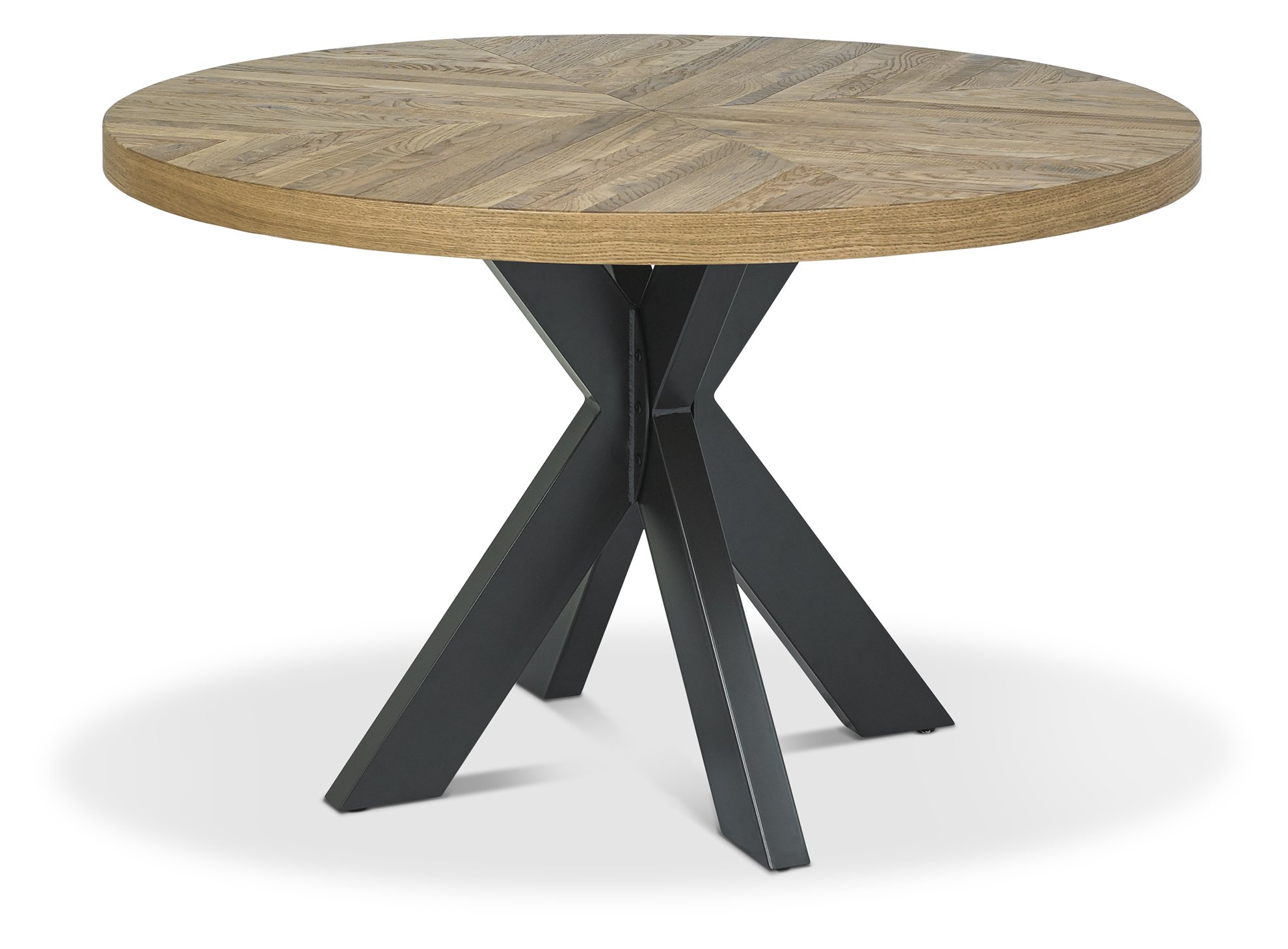 Ellipse Rustic Oak 4 Seater Table & 4 Cezanne Dark Grey Faux Leather Chairs - Black Legs by Bentley Designs | Style Our Home