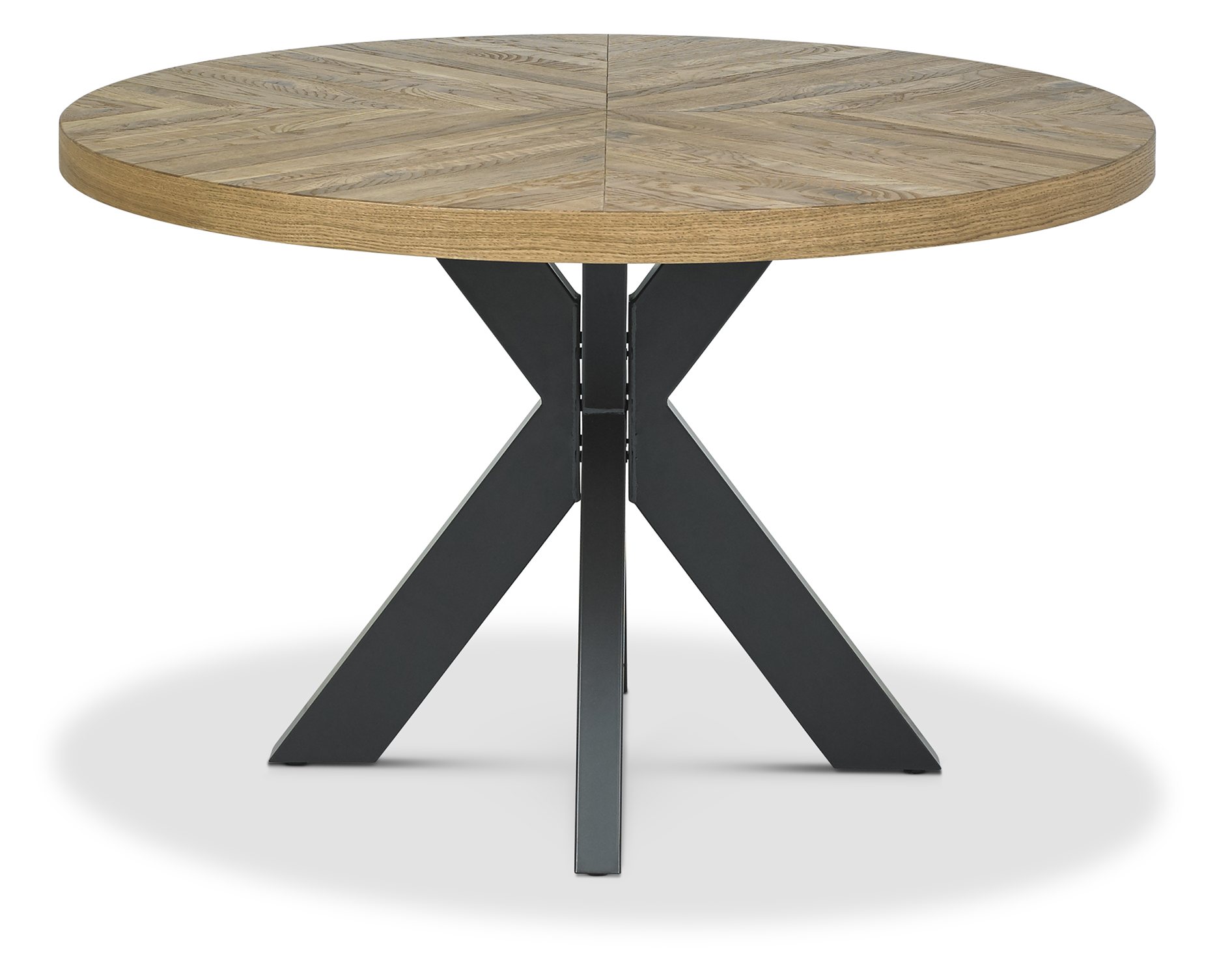 Ellipse Rustic Oak 4 Seater Table & 4 Cezanne Dark Grey Faux Leather Chairs - Black Legs by Bentley Designs | Style Our Home