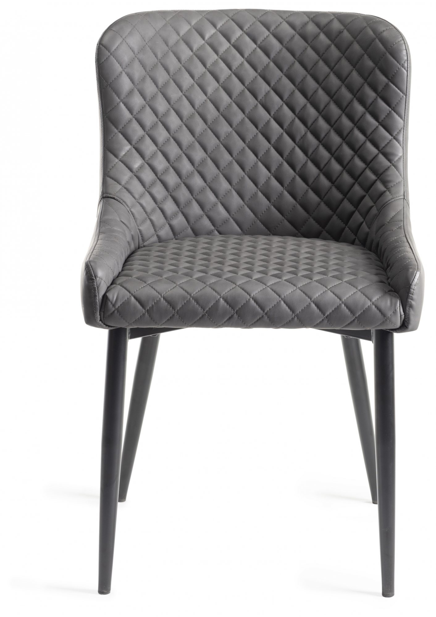 Logan Fumed Oak 6 Seater Table & 6 Cezanne Dark Grey Faux Leather Chairs - Black Legs by Bentley Designs | Style Our Home