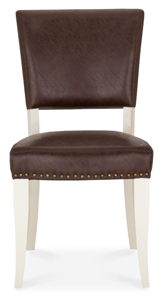 Belgrave Two Tone 6-8 Seater Table & 8 Ivory Chairs in Rustic Espresso Faux Leather by Bentley Designs | Style Our Home