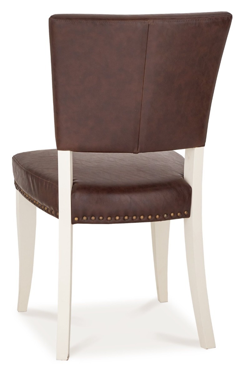 Belgrave Two Tone 6-8 Seater Table & 8 Ivory Chairs in Rustic Espresso Faux Leather by Bentley Designs | Style Our Home