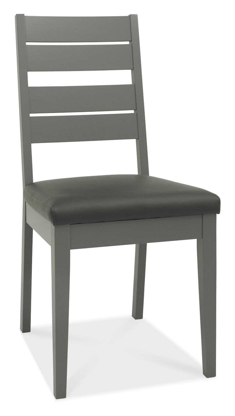 Oakham Dark Grey & Scandi 4-6 Seater Table & 4 Dark Grey Chairs in Dark Grey Bonded Leather by Bentley Designs | Style Our Home