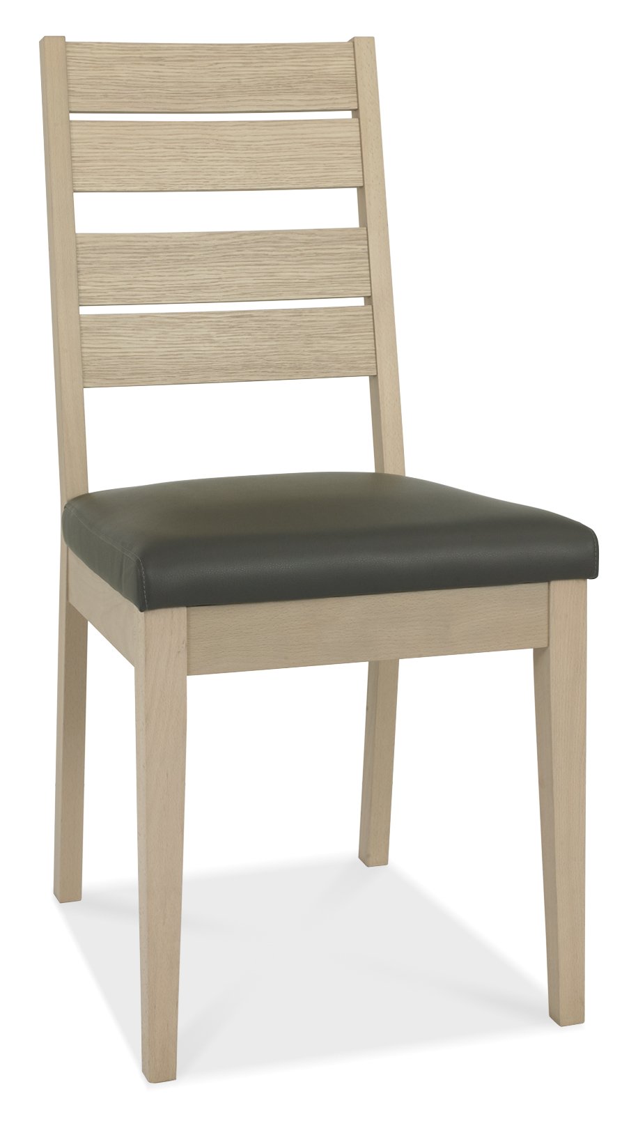 Oakham Dark Grey & Scandi 6-8 Seater Table & 6 Scandi Oak Chairs in Dark Grey Bonded Leather by Bentley Designs | Style Our Home
