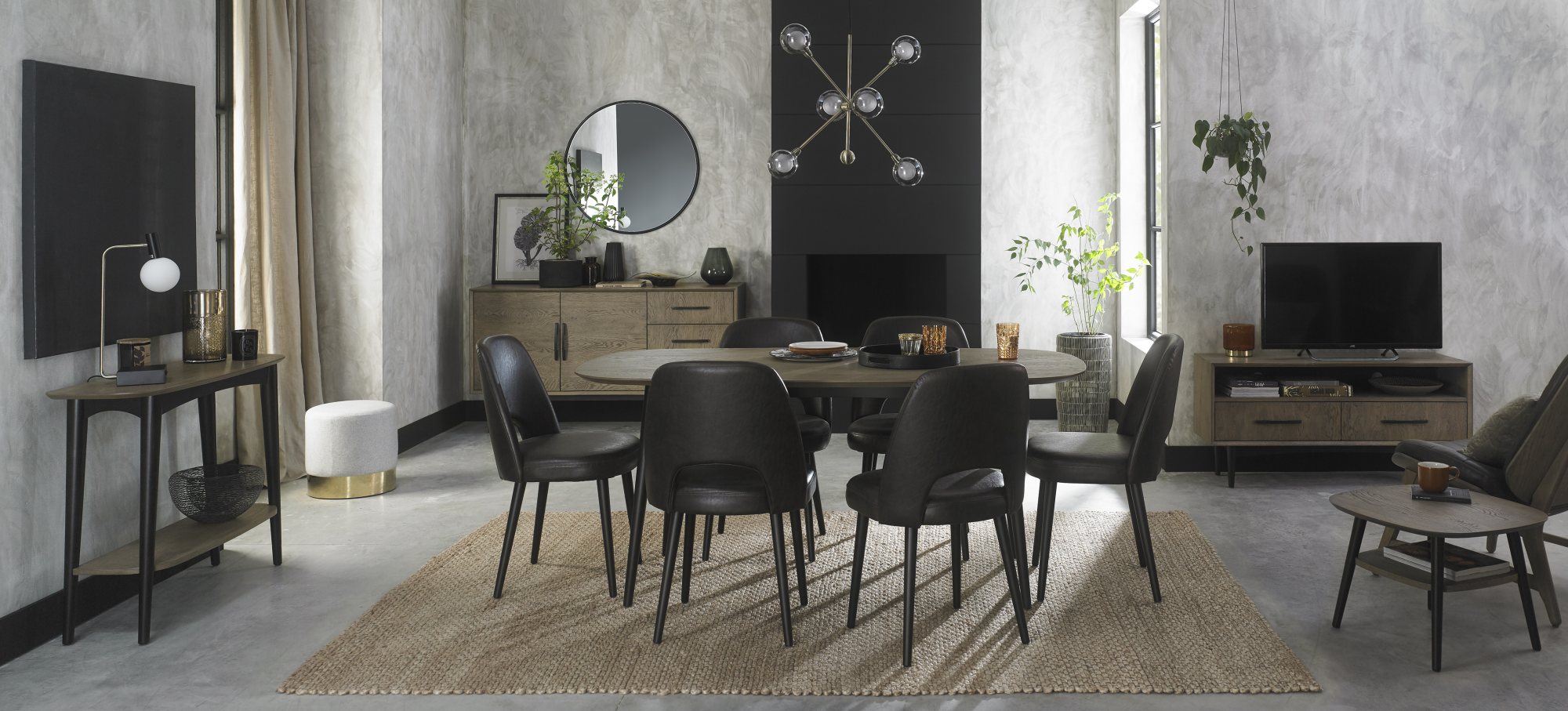 Vintage Weathered Oak 6 Seater Table & 6 Upholstered Chairs in Old West Vintage by Bentley Designs | Style Our Home