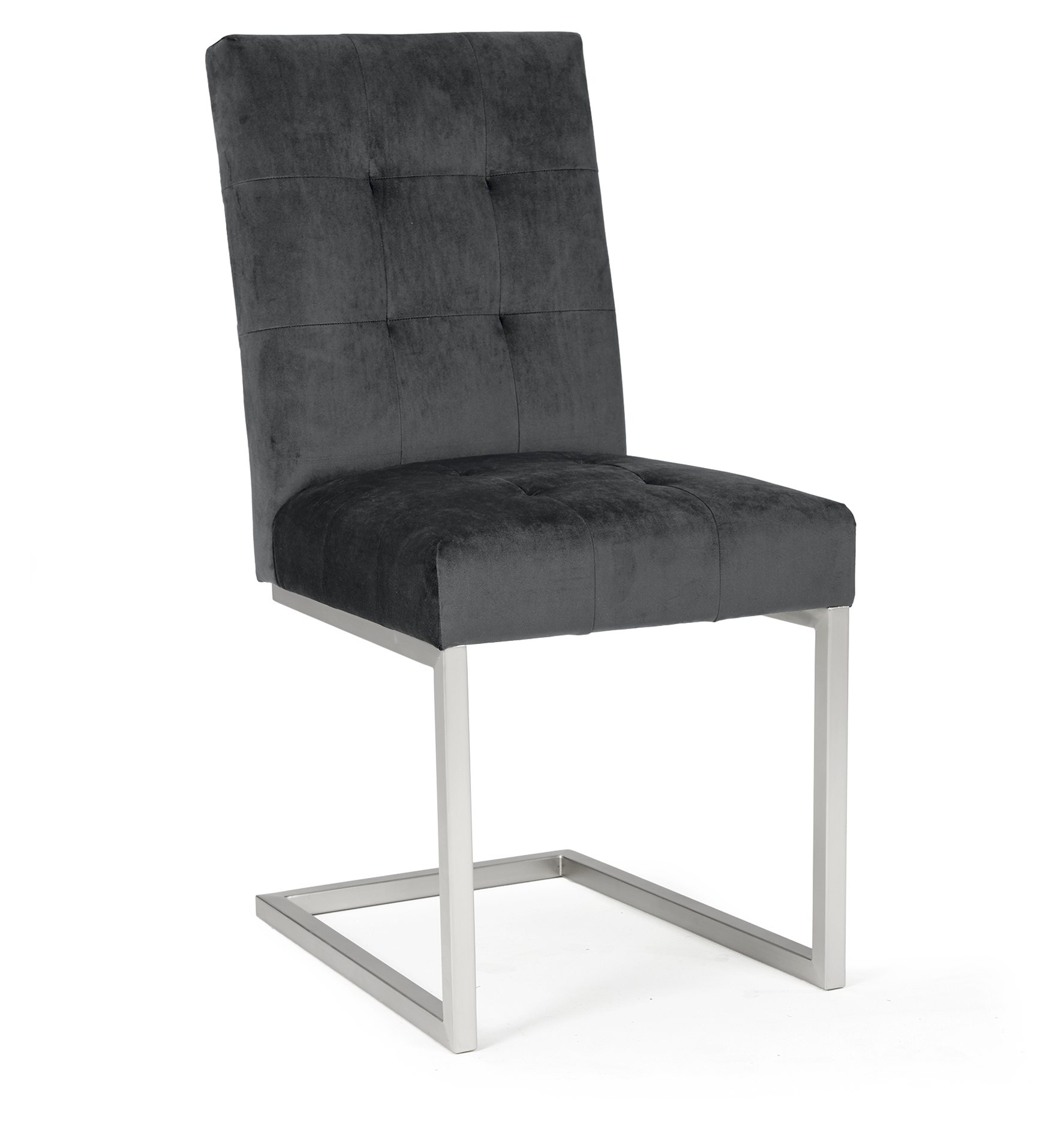 Tivoli Dark Oak 6-8 Seater Table & 6 Cantilever Chairs in Gun Metal Velvet by Bentley Designs | Style Our Home