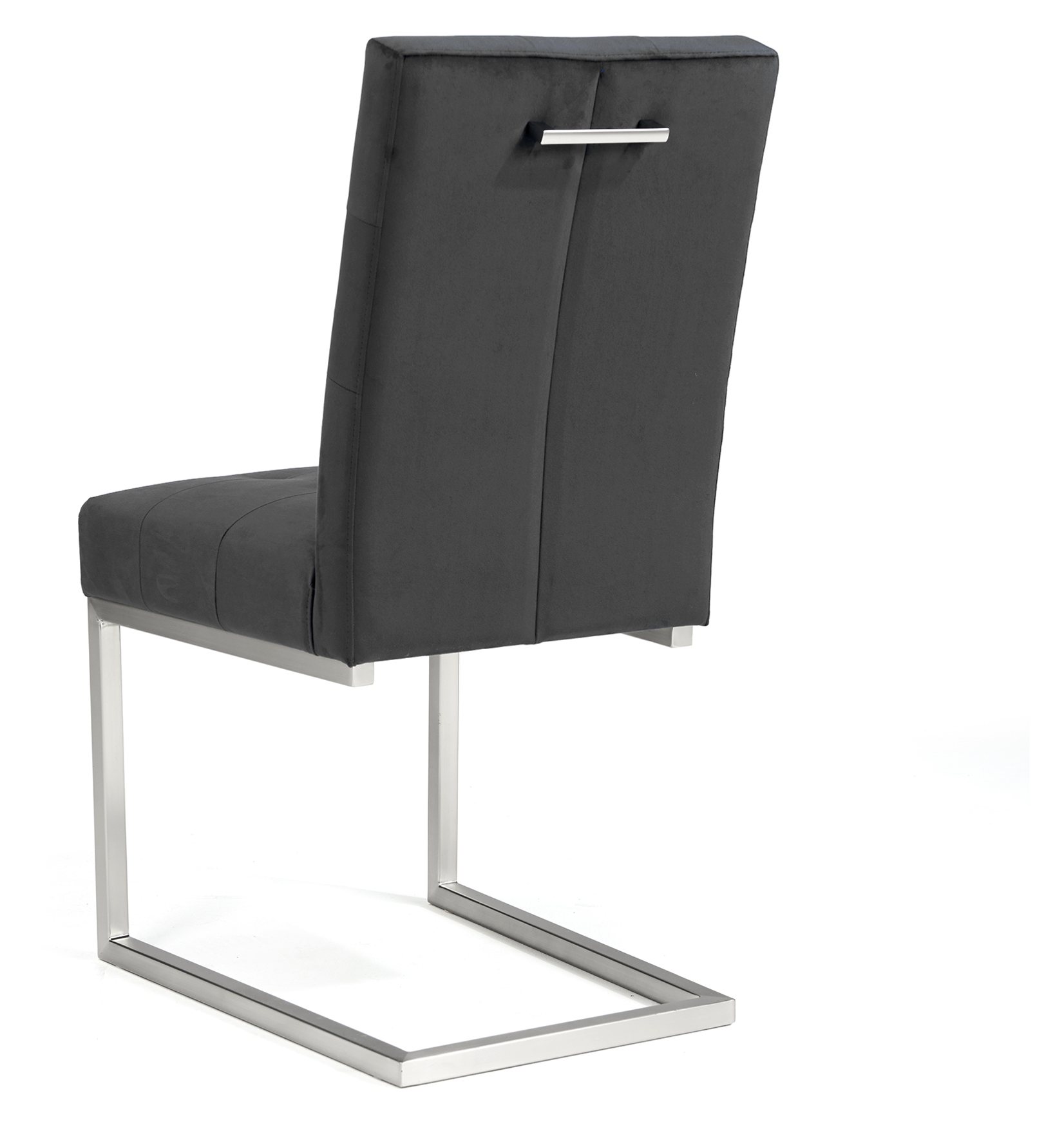 Tivoli Dark Oak 6-8 Seater Table & 6 Cantilever Chairs in Gun Metal Velvet by Bentley Designs | Style Our Home
