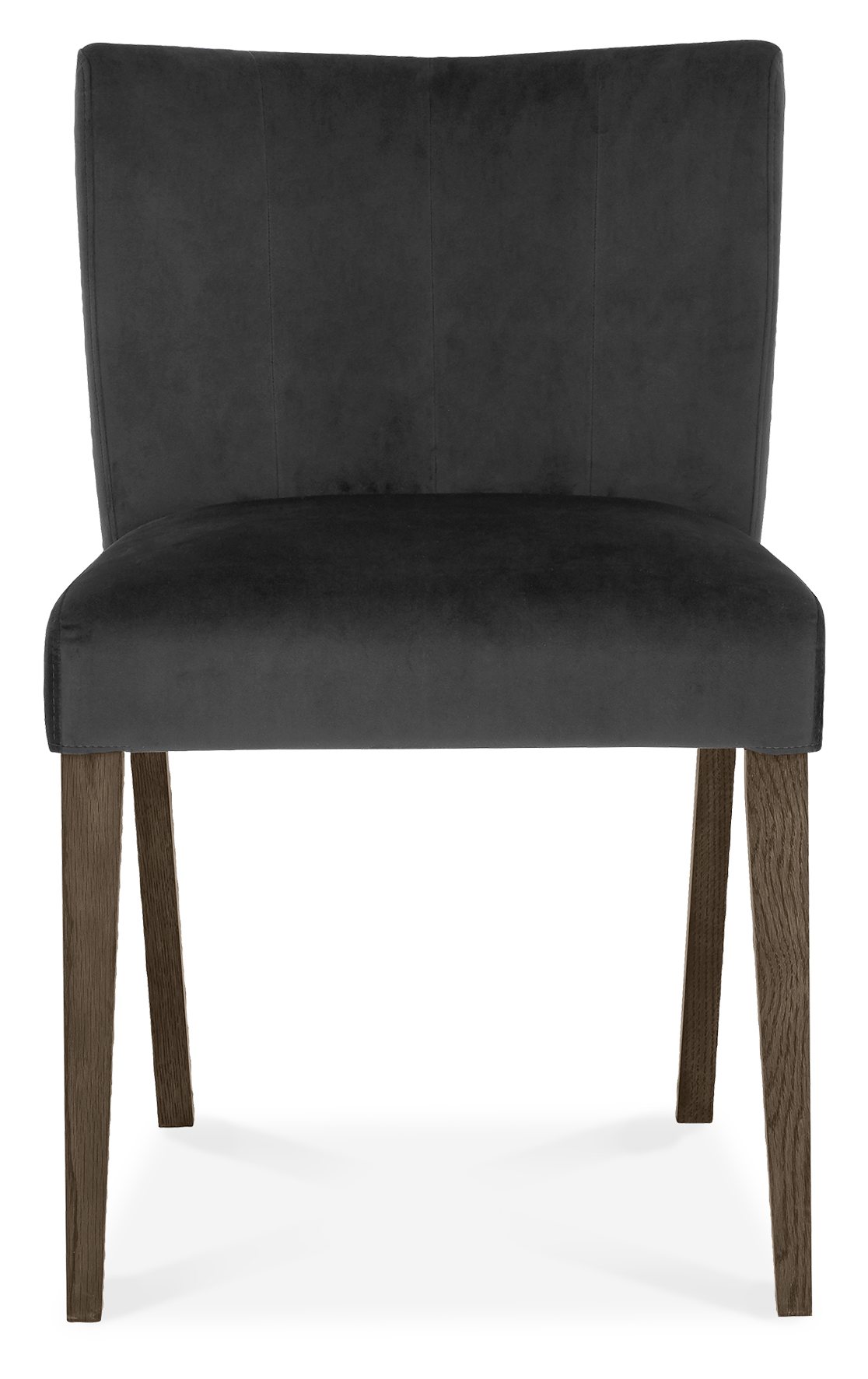 Turin Glass 4 Seater Table - Dark Oak Legs & 4 Low Back Chairs in Gun Metal Velvet by Bentley Designs | Style Our Home