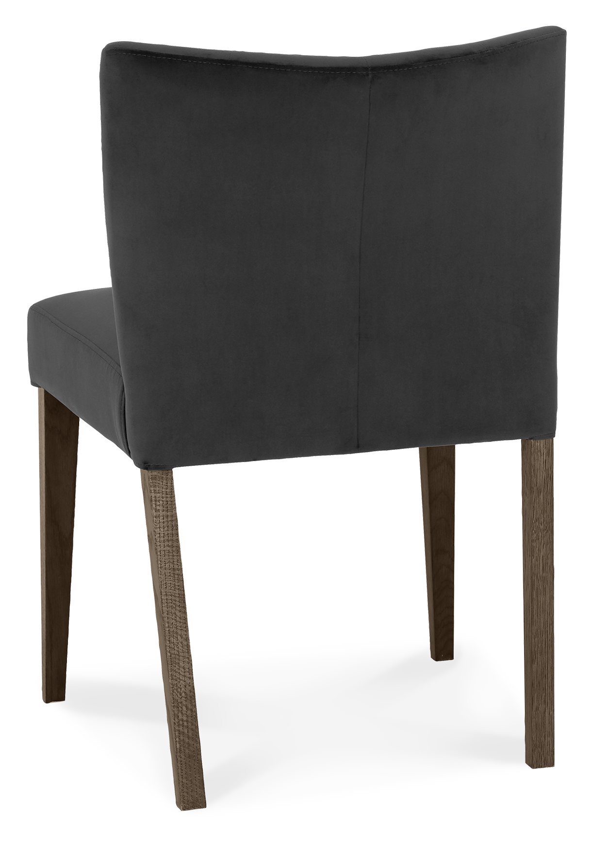 Turin Glass 4 Seater Table - Dark Oak Legs & 4 Low Back Chairs in Gun Metal Velvet by Bentley Designs | Style Our Home