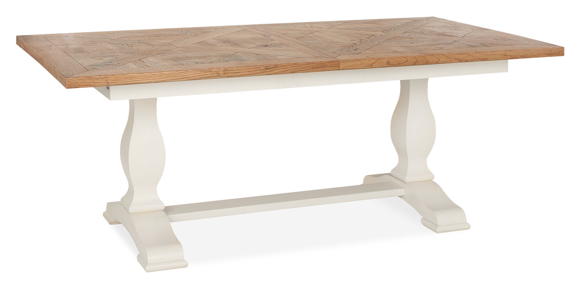 Belgrave Two Tone 6-8 Seater Table & 6 Oak Chairs in Rustic Tan Faux Leather by Bentley Designs | Style Our Home