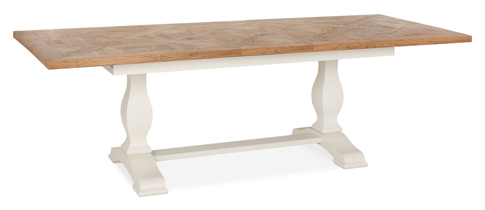 Belgrave Two Tone 6-8 Seater Table & 6 Oak Chairs in Rustic Tan Faux Leather by Bentley Designs | Style Our Home