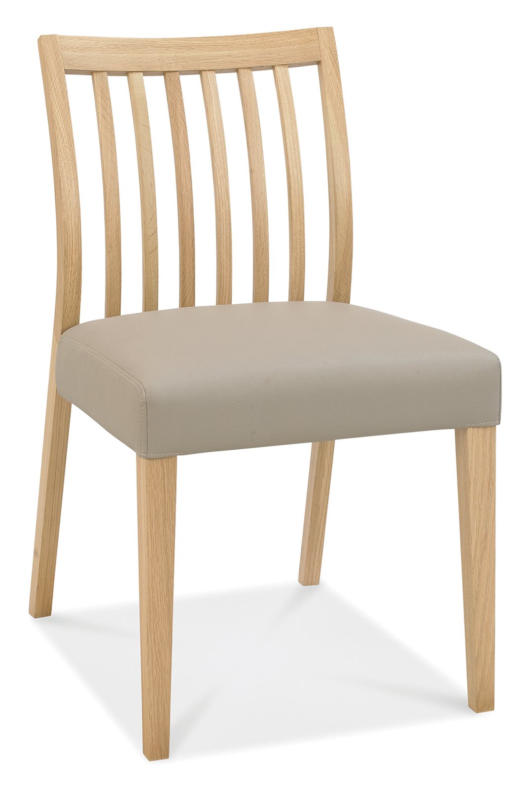 Bergen Oak 4-6 Seater Table & 4 Low Slat Back Chairs in Grey Bonded Leather by Bentley Designs | Style Our Home