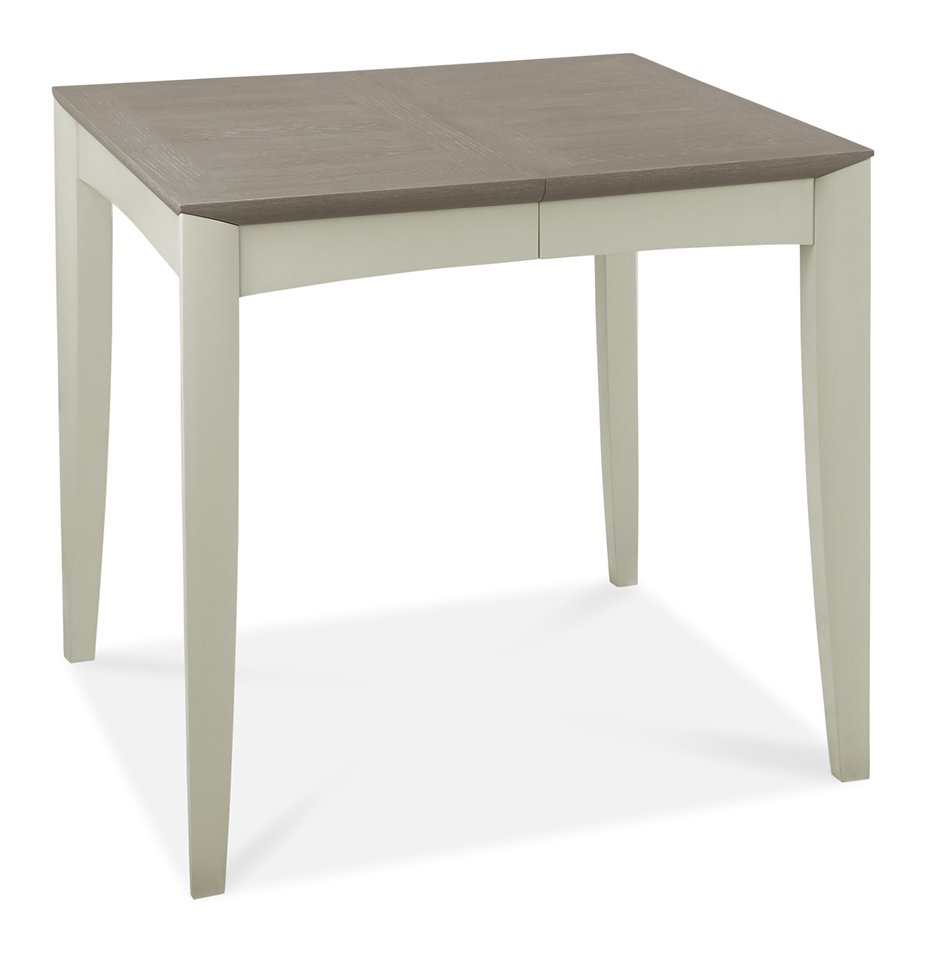 Bergen Grey Washed Oak 2-4 Seater Table & 2 Low Slat Back Chairs in Titanium Fabric by Bentley Designs | Style Our Home