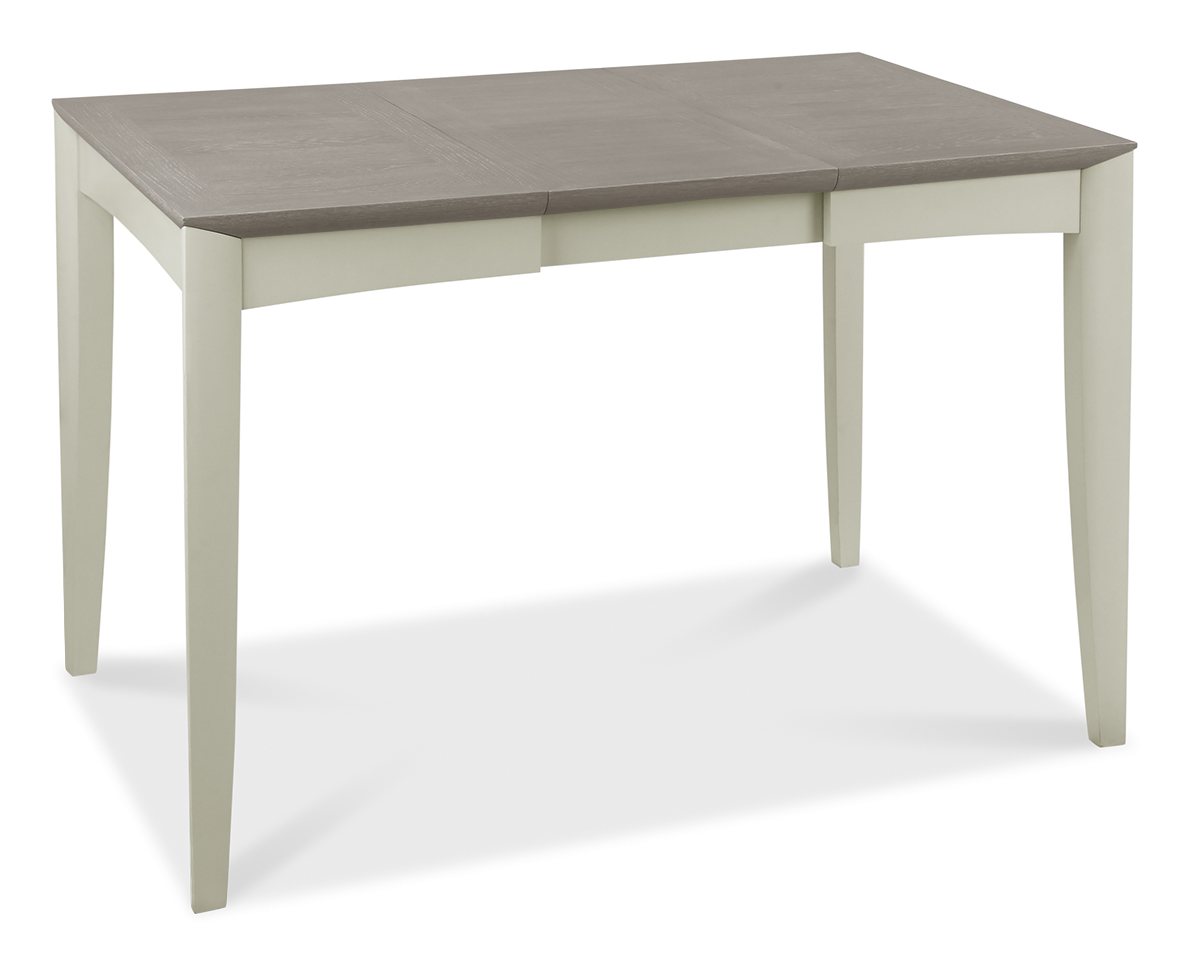 Bergen Grey Washed Oak 2-4 Seater Table & 2 Low Slat Back Chairs in Titanium Fabric by Bentley Designs | Style Our Home