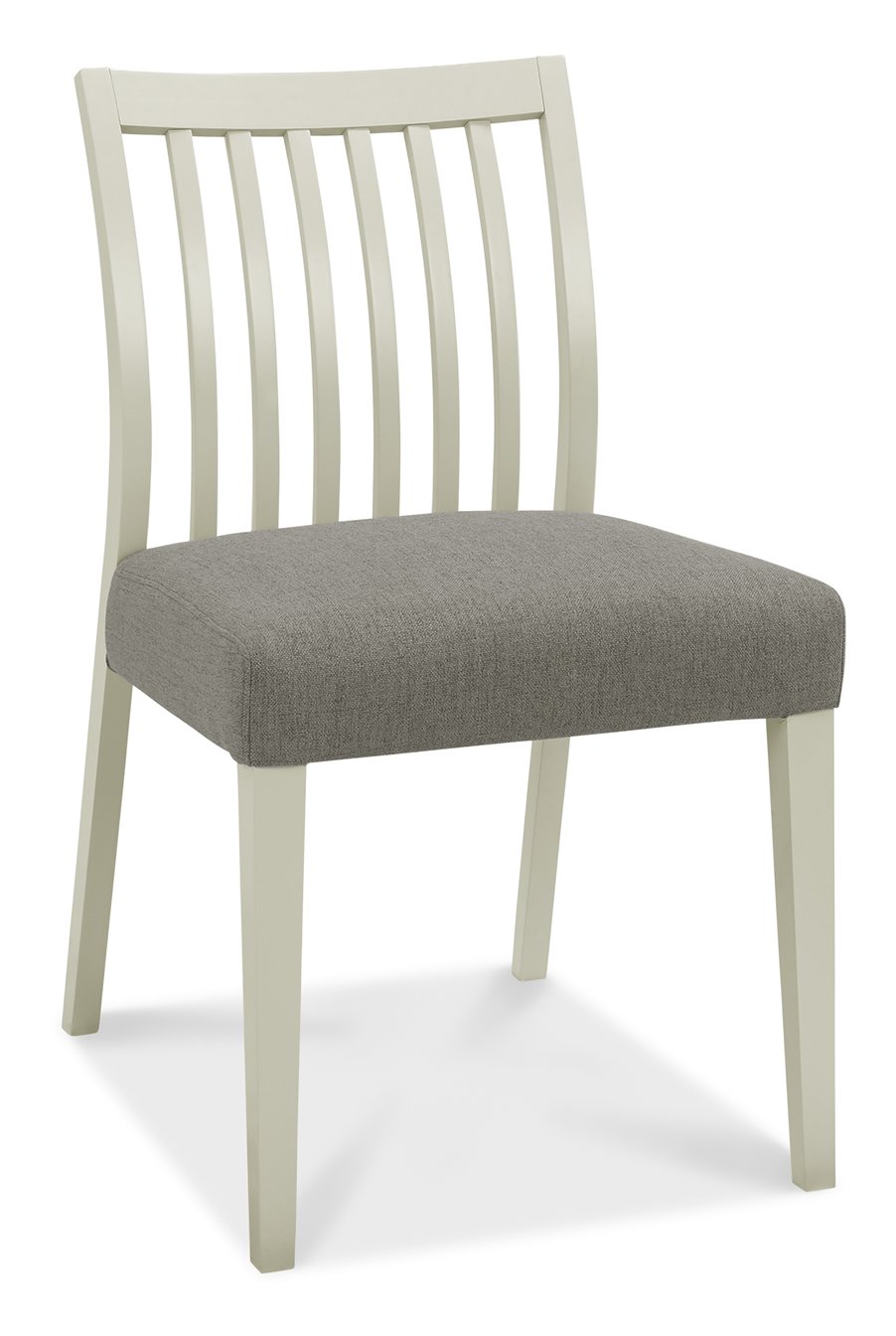 Bergen Grey Washed Oak 2-4 Seater Table & 2 Low Slat Back Chairs in Titanium Fabric by Bentley Designs | Style Our Home