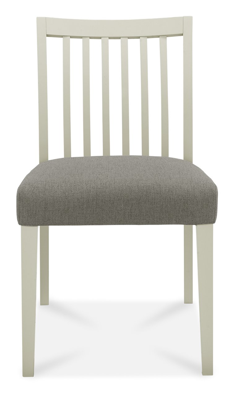 Bergen Grey Washed Oak 2-4 Seater Table & 2 Low Slat Back Chairs in Titanium Fabric by Bentley Designs | Style Our Home