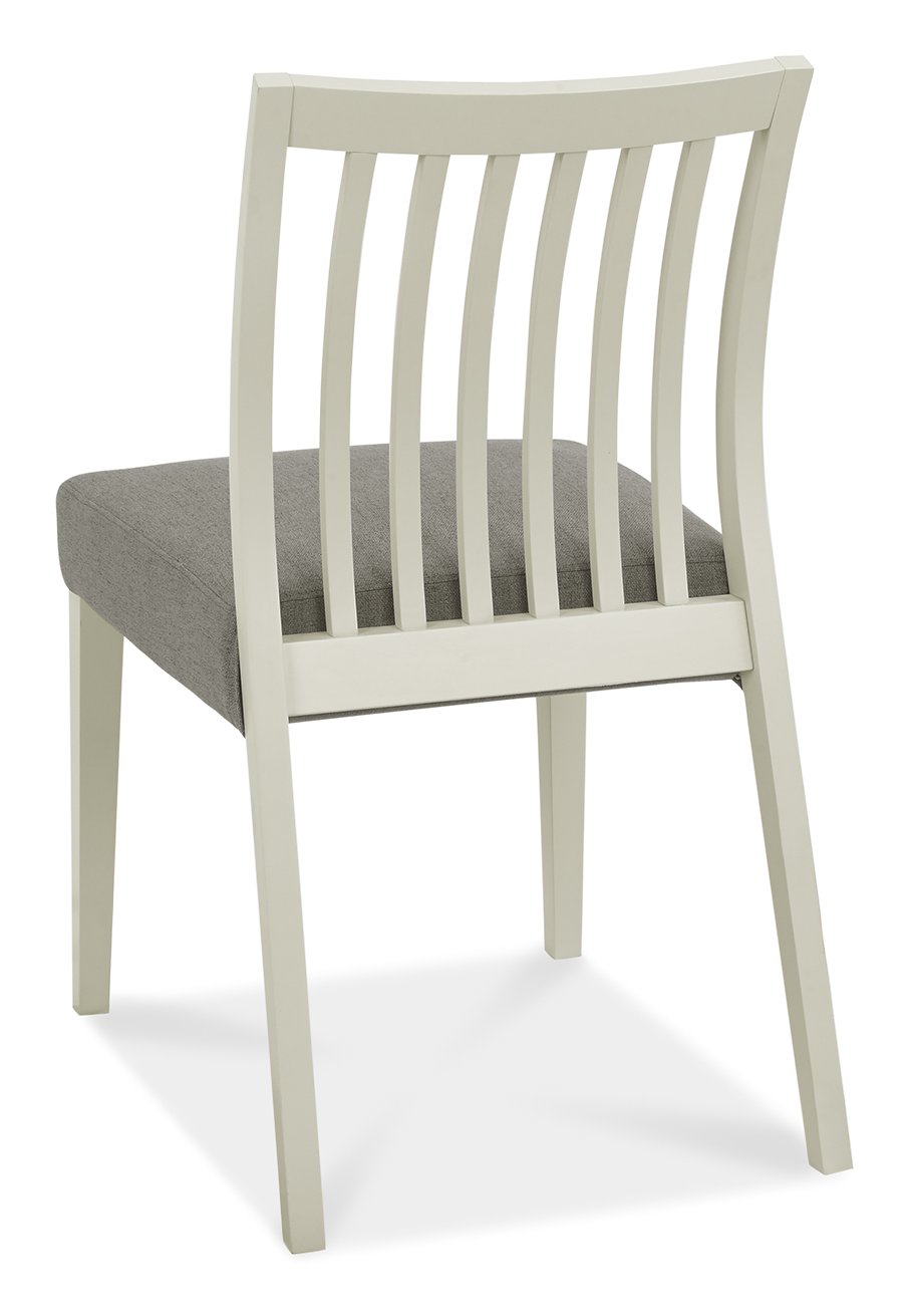 Bergen Grey Washed Oak 2-4 Seater Table & 2 Low Slat Back Chairs in Titanium Fabric by Bentley Designs | Style Our Home