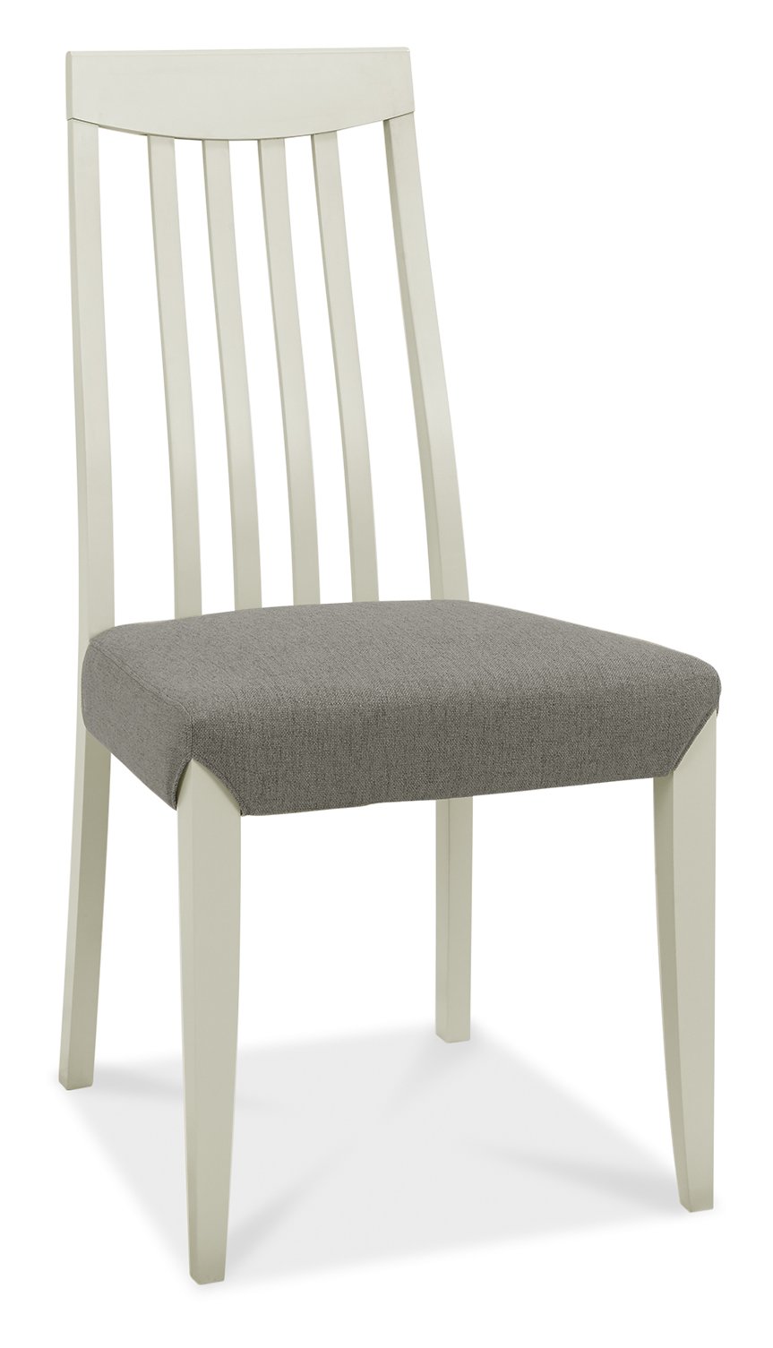 Bergen Grey Washed Oak 4-6 Seater Table & 4 Slat Back Chairs in Titanium Fabric by Bentley Designs | Style Our Home