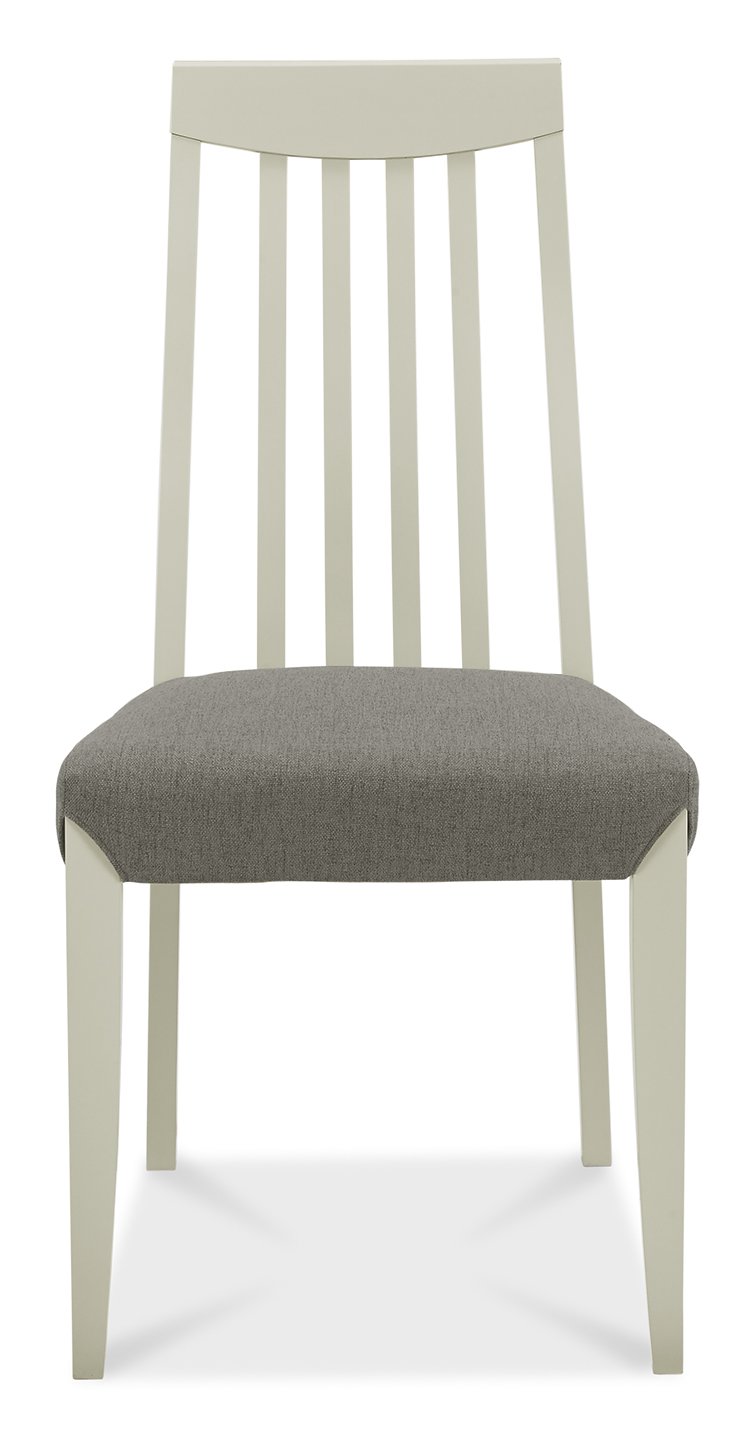Bergen Grey Washed Oak 4-6 Seater Table & 4 Slat Back Chairs in Titanium Fabric by Bentley Designs | Style Our Home