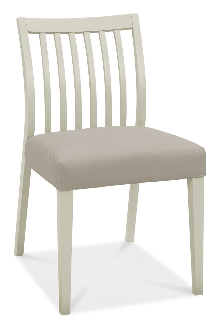 Bergen Grey Washed Oak 4-6 Seater Table & 4 Slat Back Chairs in Grey Bonded Leather by Bentley Designs | Style Our Home