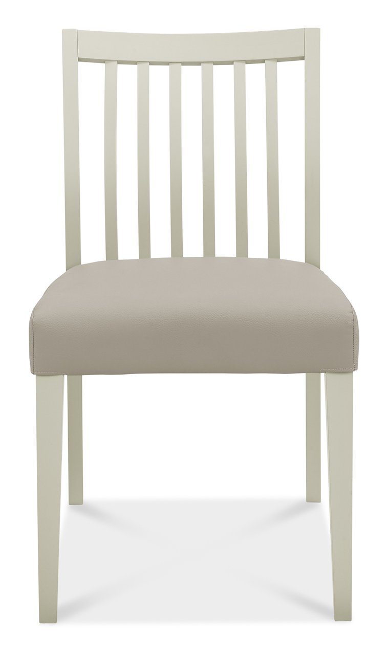 Bergen Grey Washed Oak 4-6 Seater Table & 4 Slat Back Chairs in Grey Bonded Leather by Bentley Designs | Style Our Home
