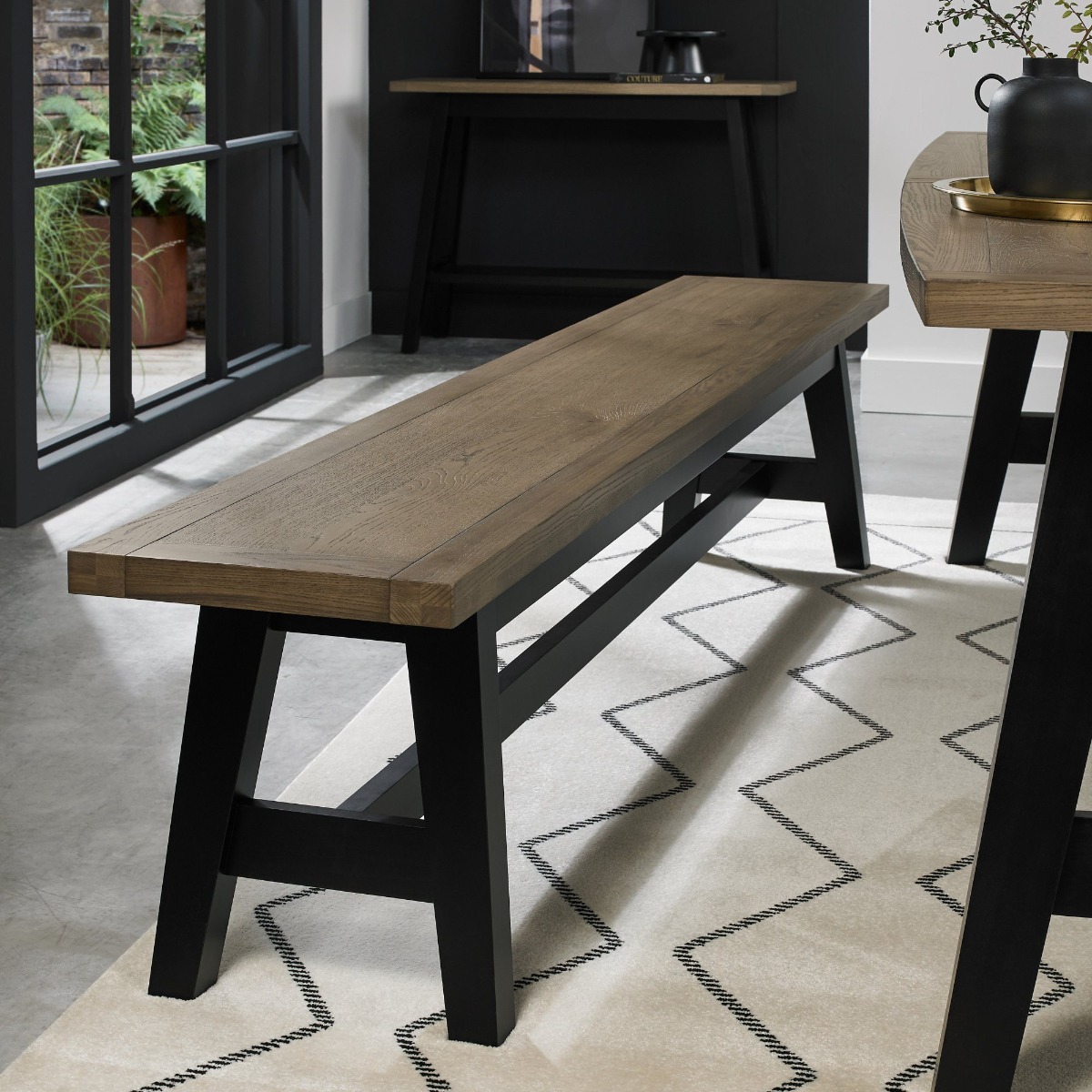Camden Weathered Oak & Peppercorn Large Bench by Bentley Designs | Style Our Home
