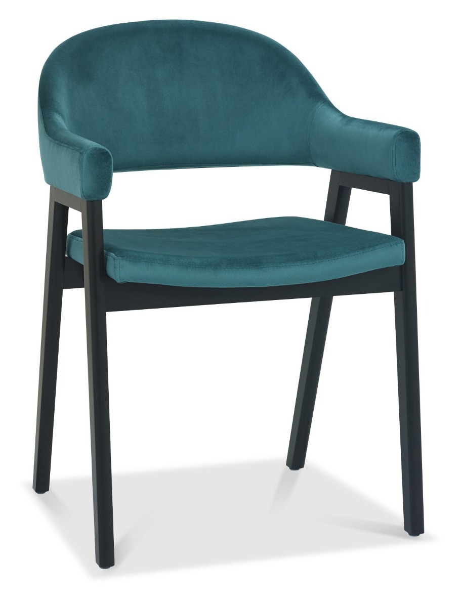 Camden Peppercorn Upholstered Arm Chair in an Azure Velvet Fabric (Pair) by Bentley Designs | Style Our Home