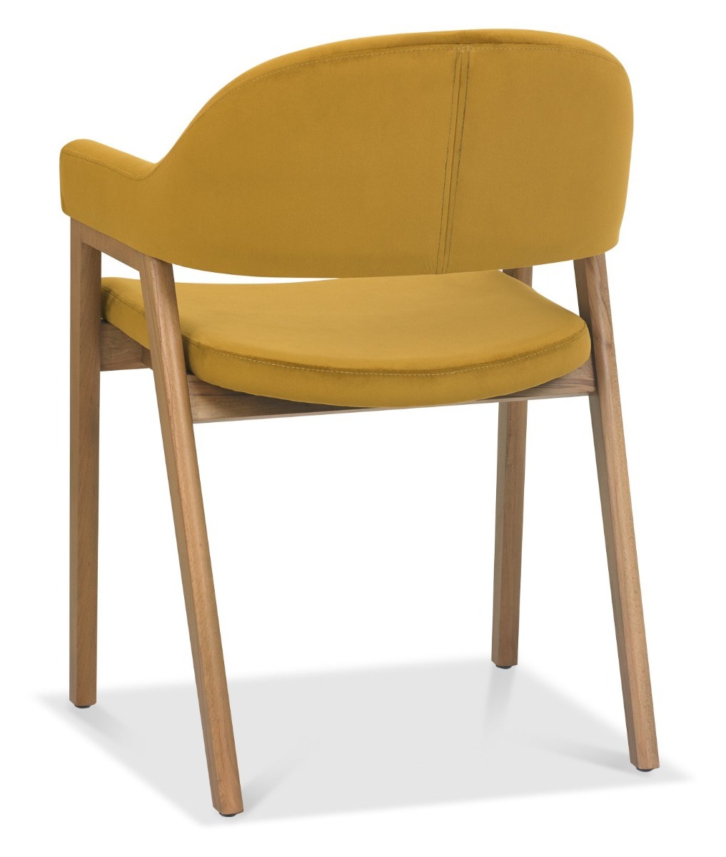 Camden Rustic Oak Upholstered Arm Chair in a Dark Mustard Velvet Fabric (Pair) by Bentley Designs | Style Our Home